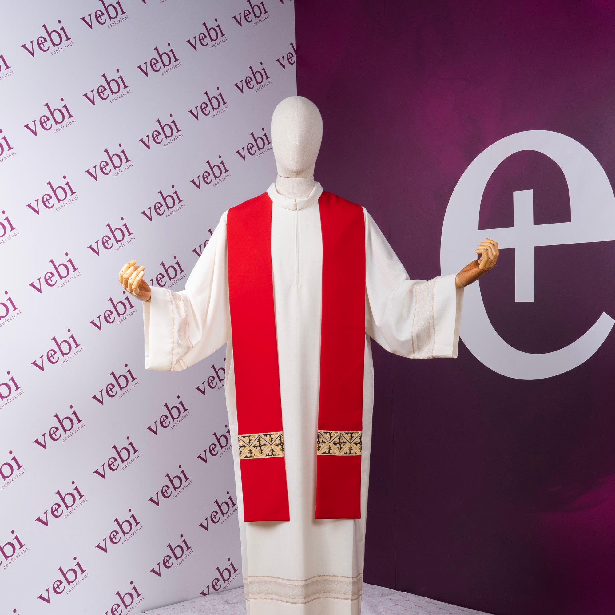 Stola Semplice con Bordo Croci (Colori Liturgici Disponibili)