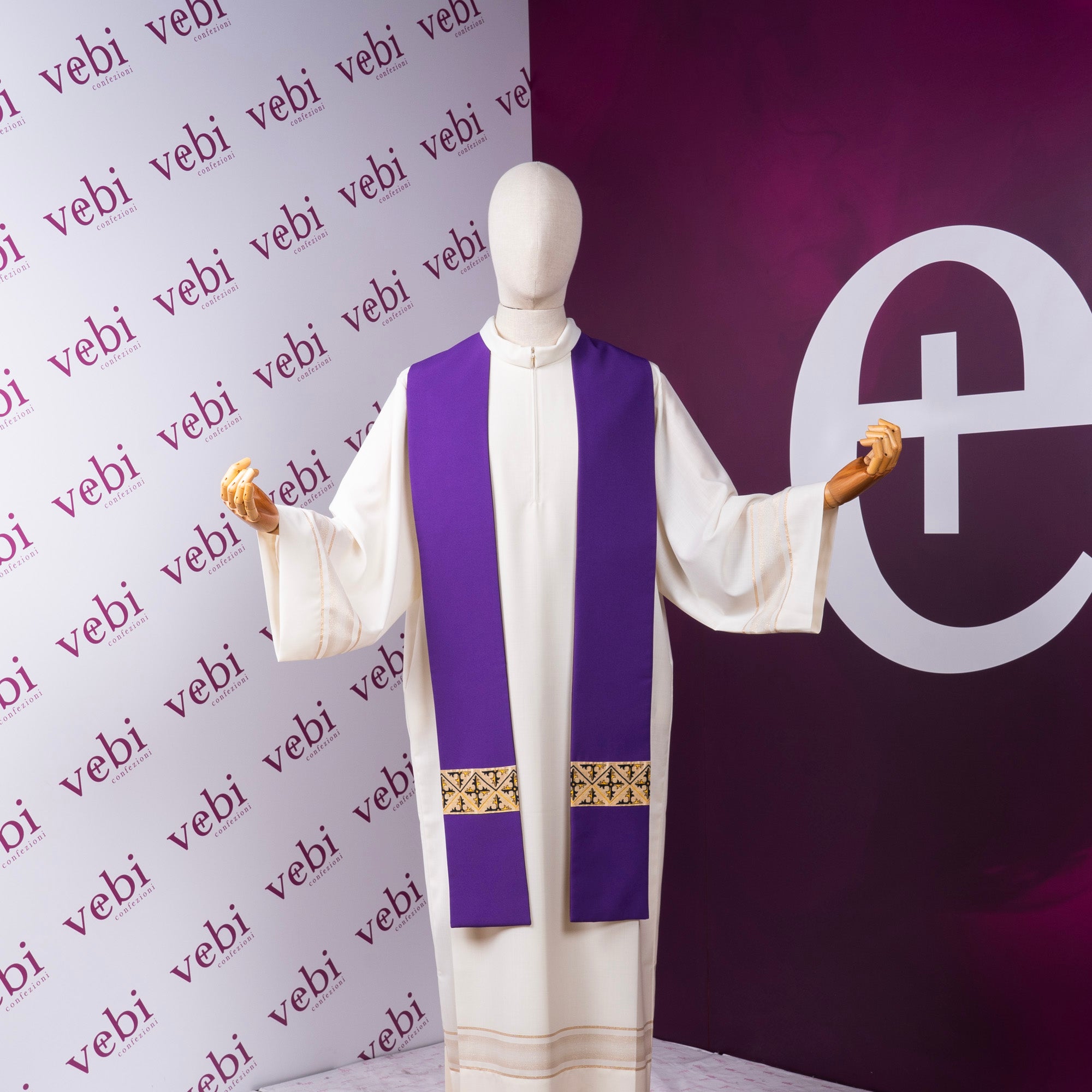 Stola Semplice con Bordo Croci (Colori Liturgici Disponibili)
