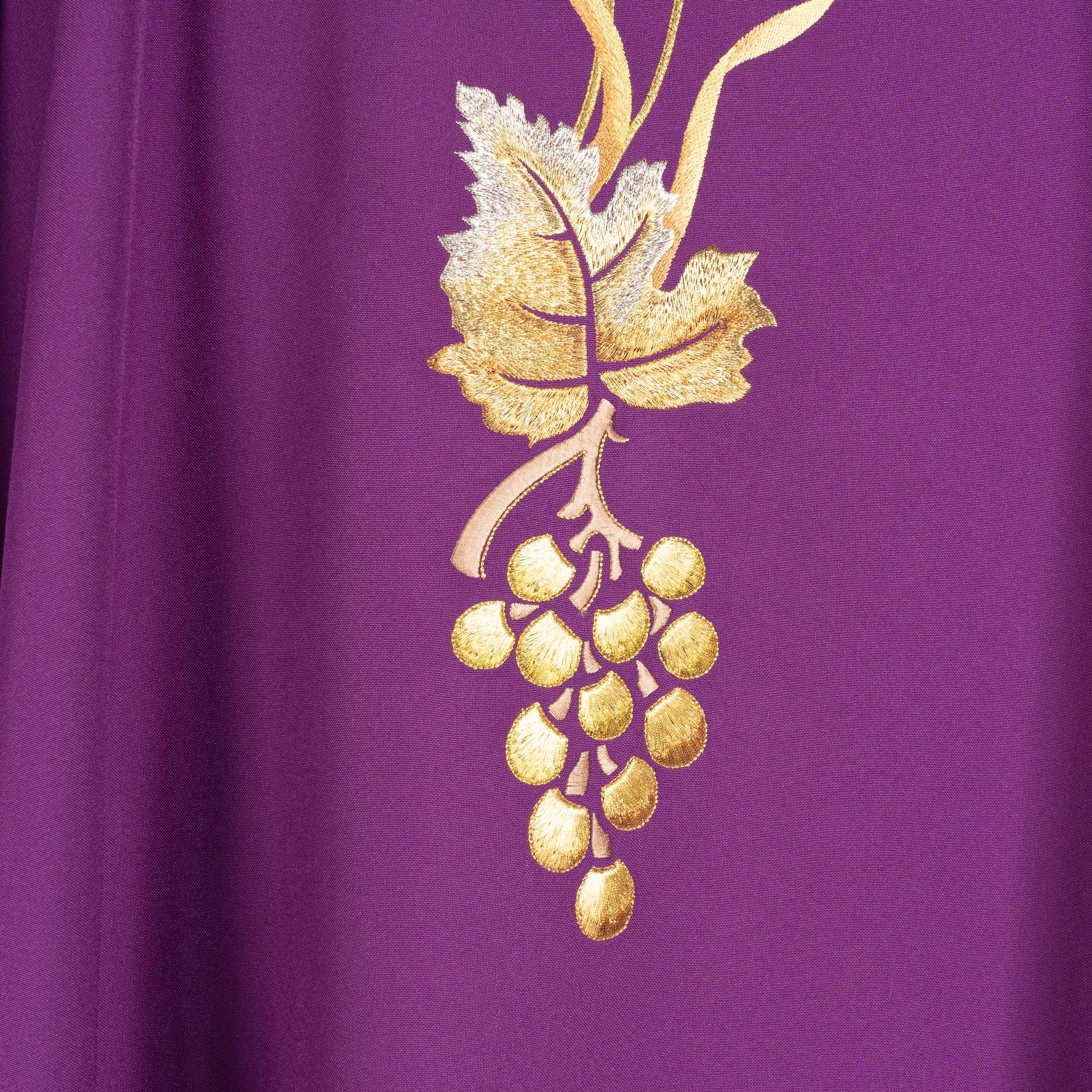 Casula per Sacerdote con Ricamo Oro Spiga ed Uva (Disp. Colori Liturgici)