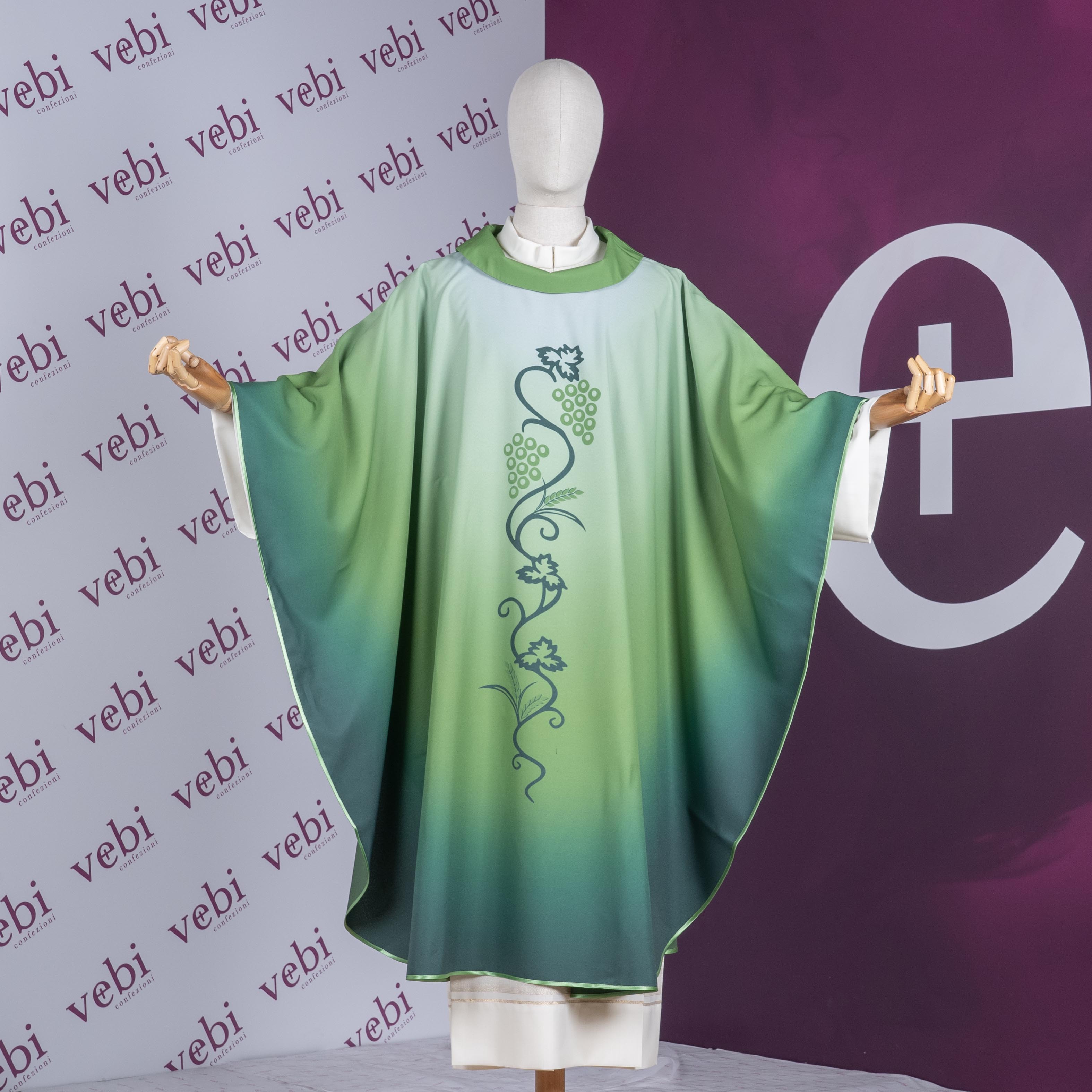 Casula Stampa Vite e Uva con Sfumatura (Colori Liturgici disponibili)