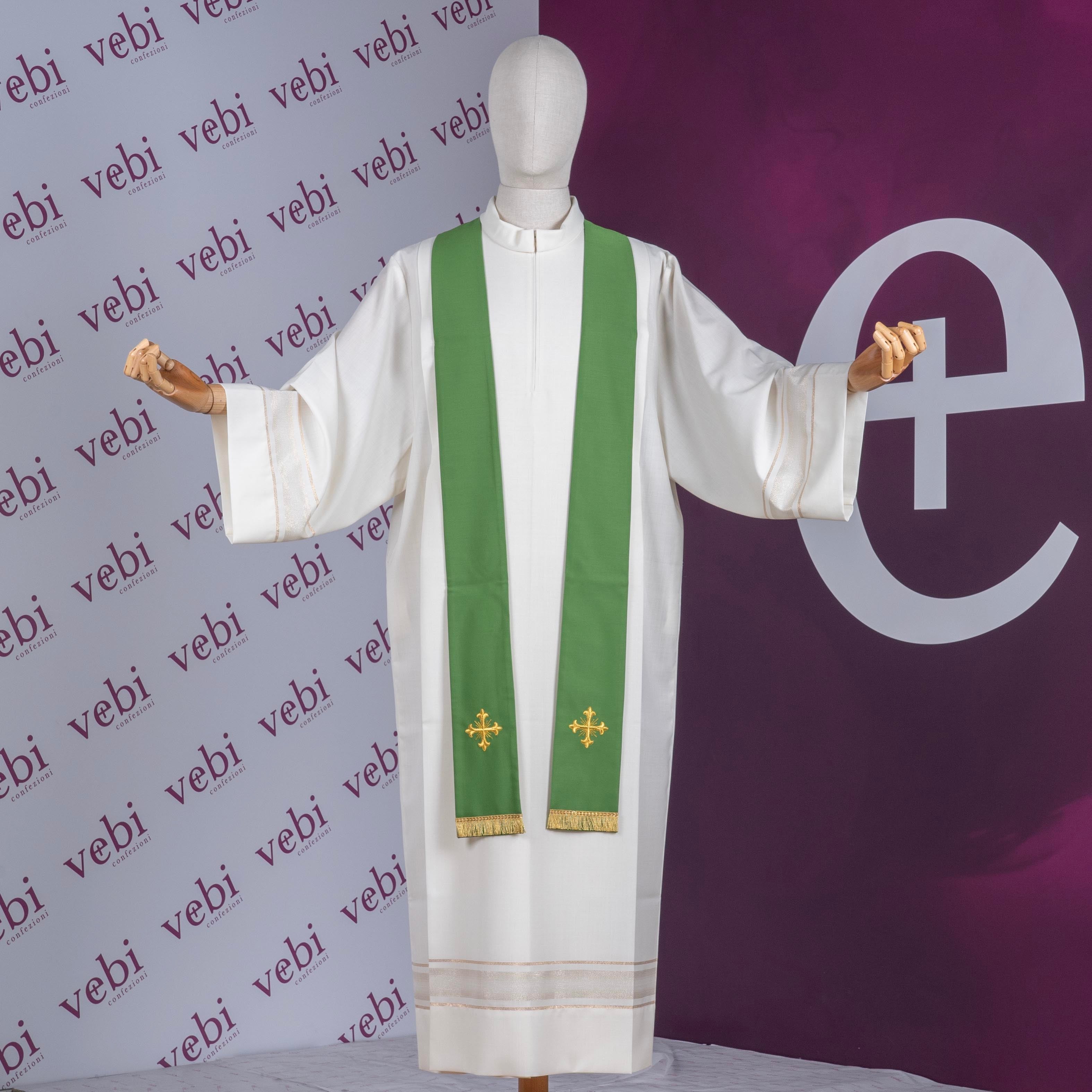 Casula da Sacerdote Lana con Stolone Ricamato Oro (Colori Liturgici Disponibili)