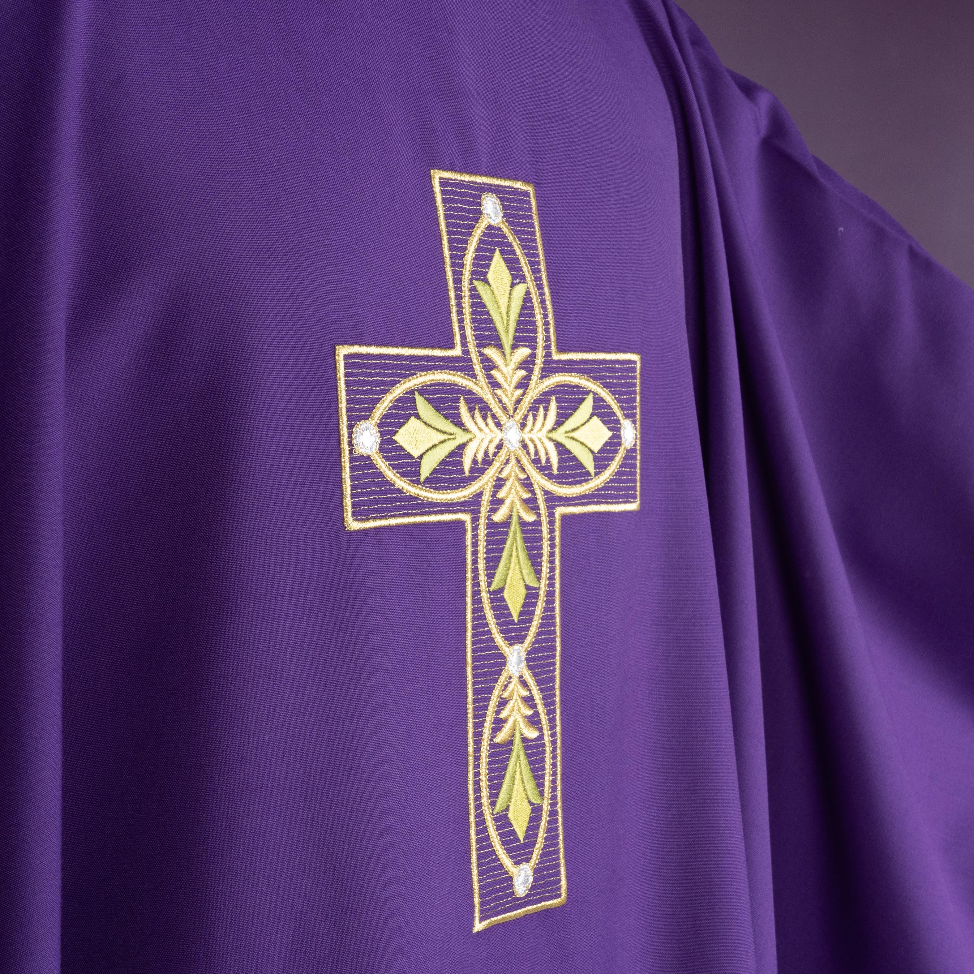 Casula con Ricamo Croce (Colori Liturgici e Morello Disponibili)