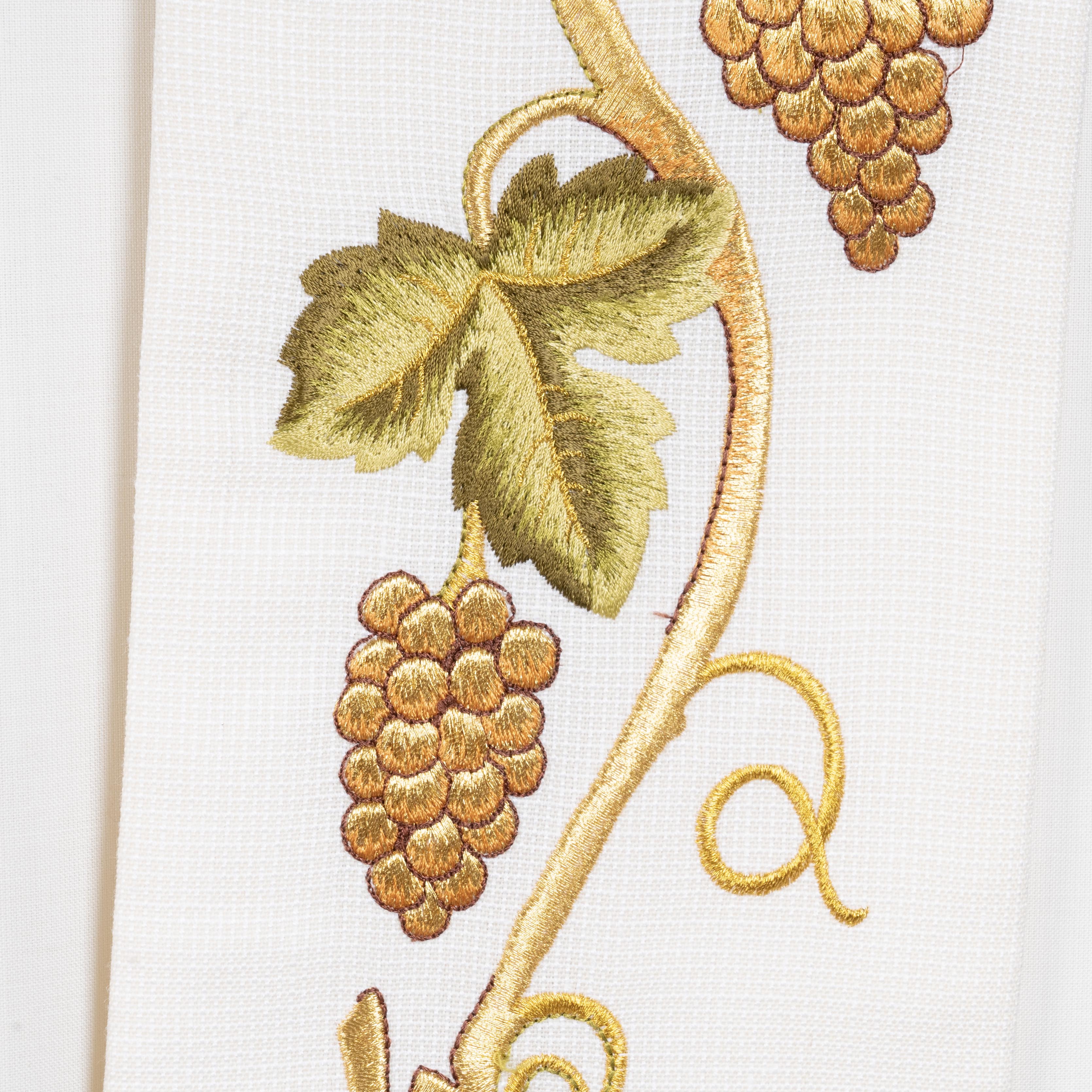 Stola in Lana Quadrettata con Ricami Grano Uva (Colori Liturgici Disponibili)