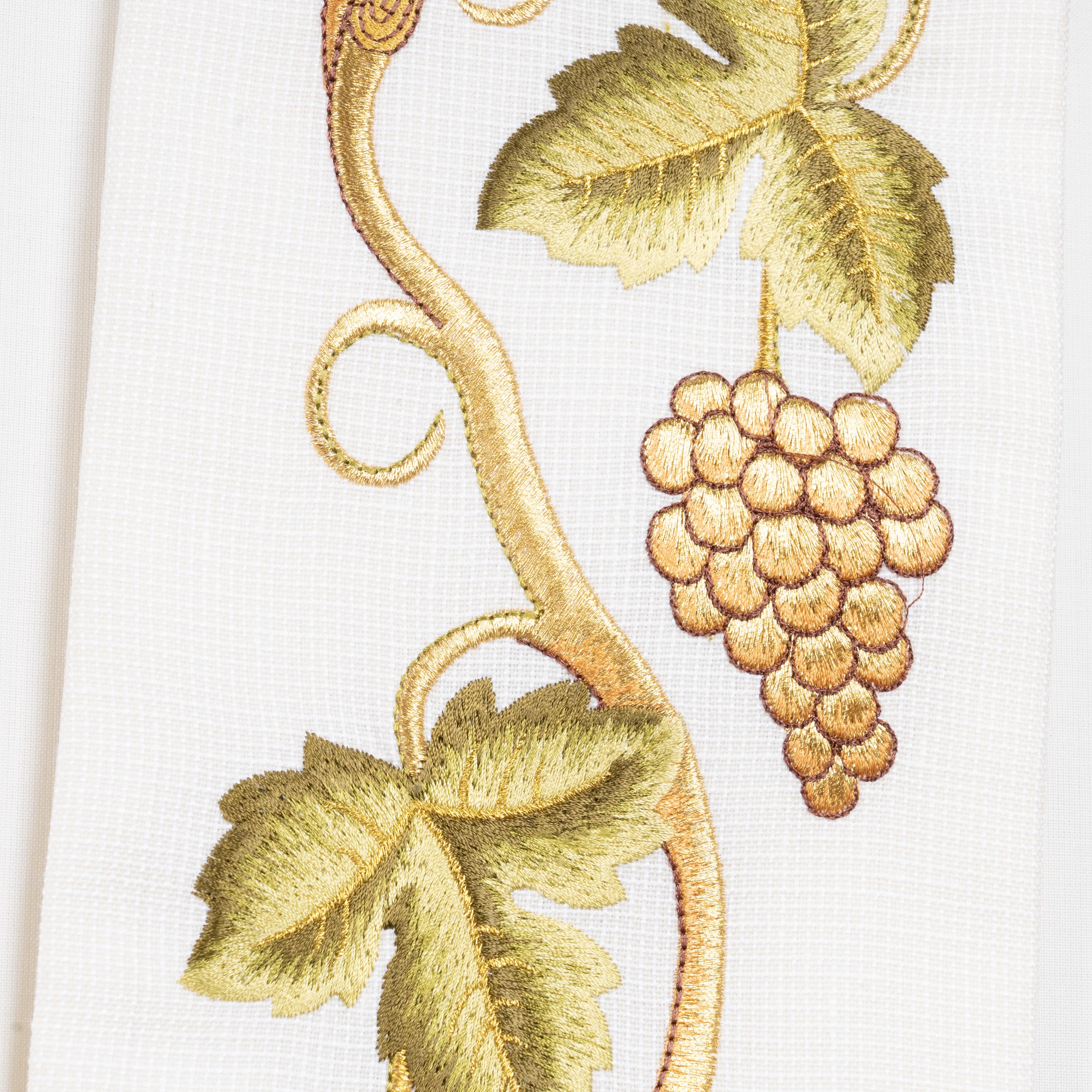 Stola in Lana Quadrettata con Ricami Grano Uva (Colori Liturgici Disponibili)