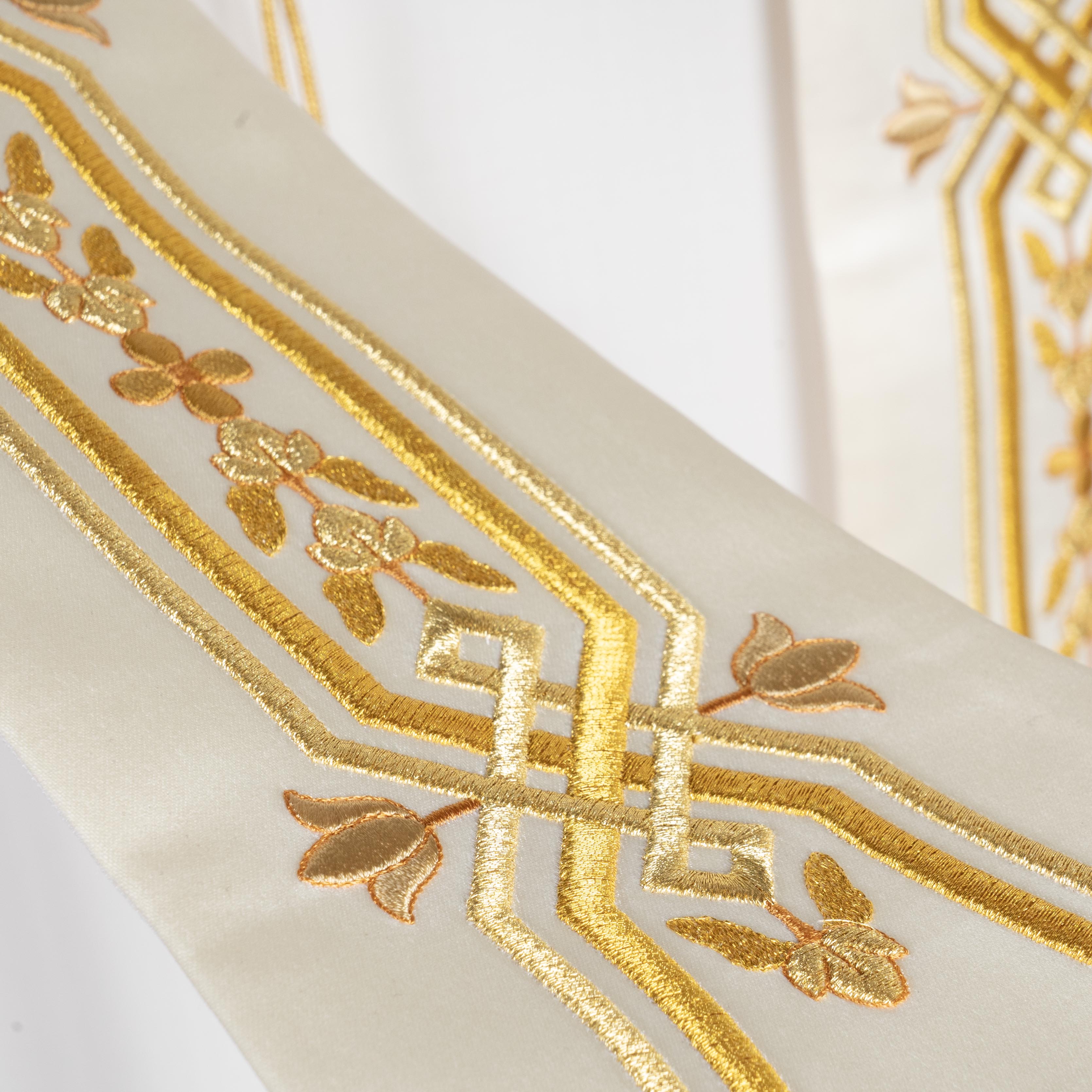 Stola Romana per Sacerdote in Raso e Seta con Ricami 4 varianti Colore