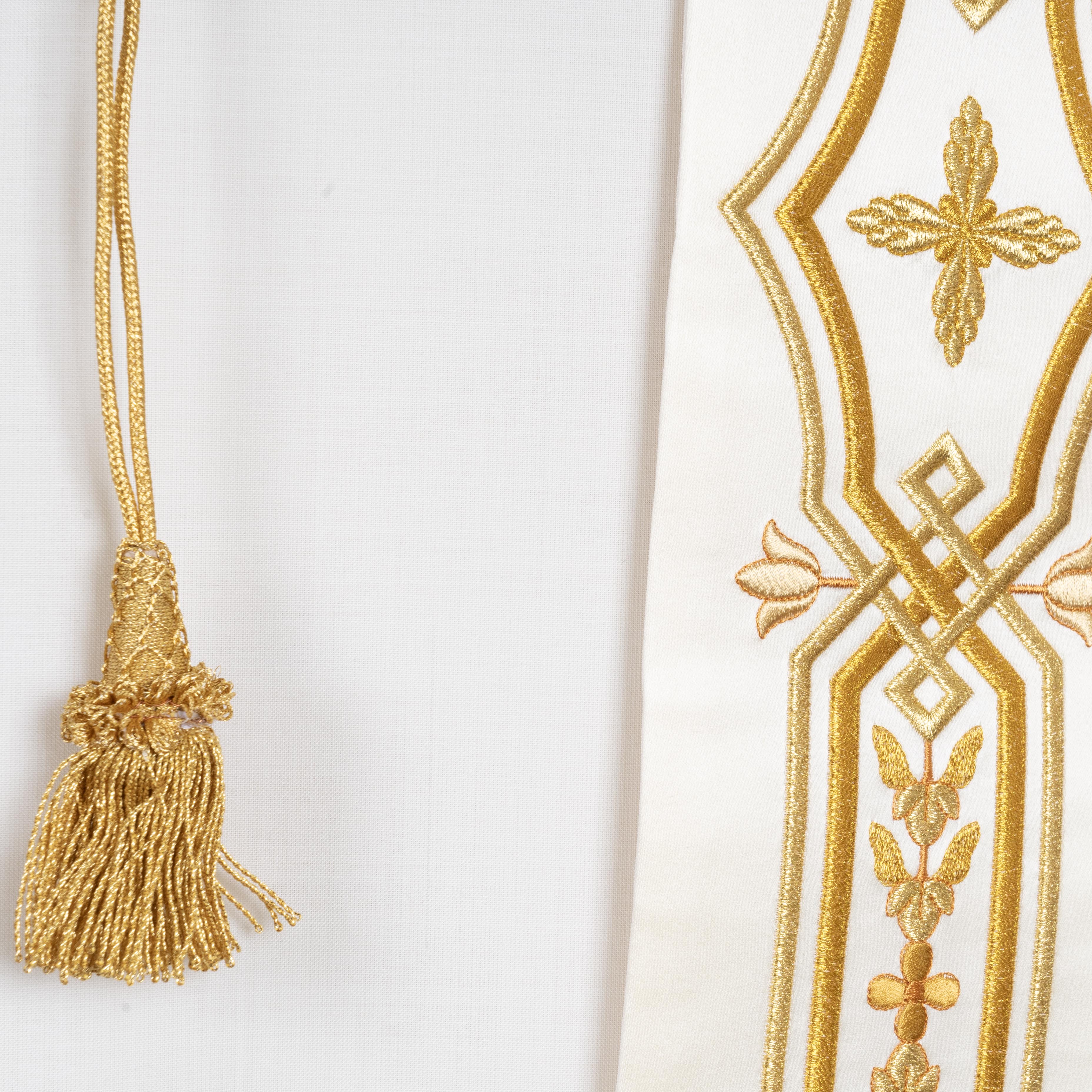 Stola Romana per Sacerdote in Raso e Seta con Ricami 4 varianti Colore