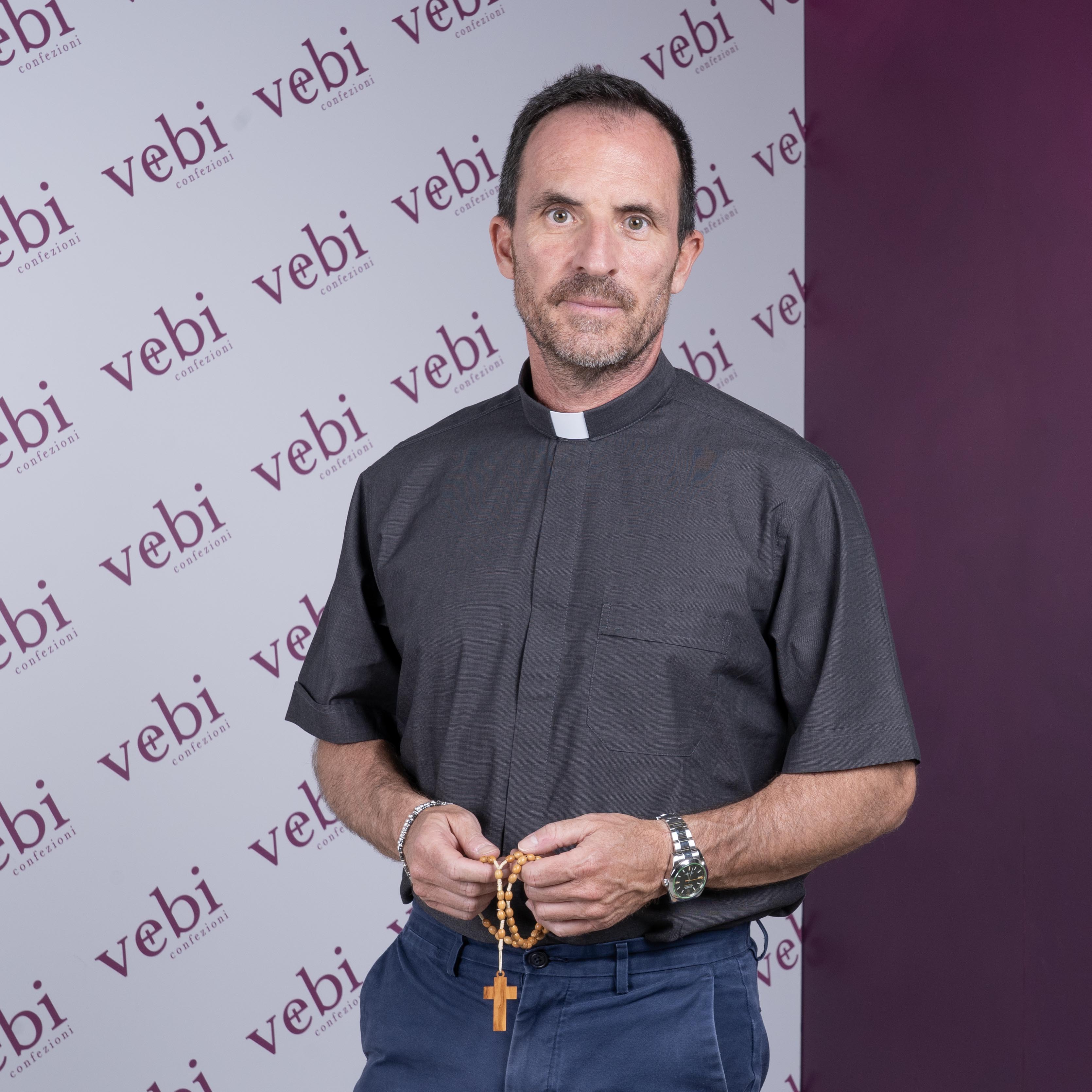 Camicia Sacerdotale Misto Cotone Manica Corta Diversi Colori