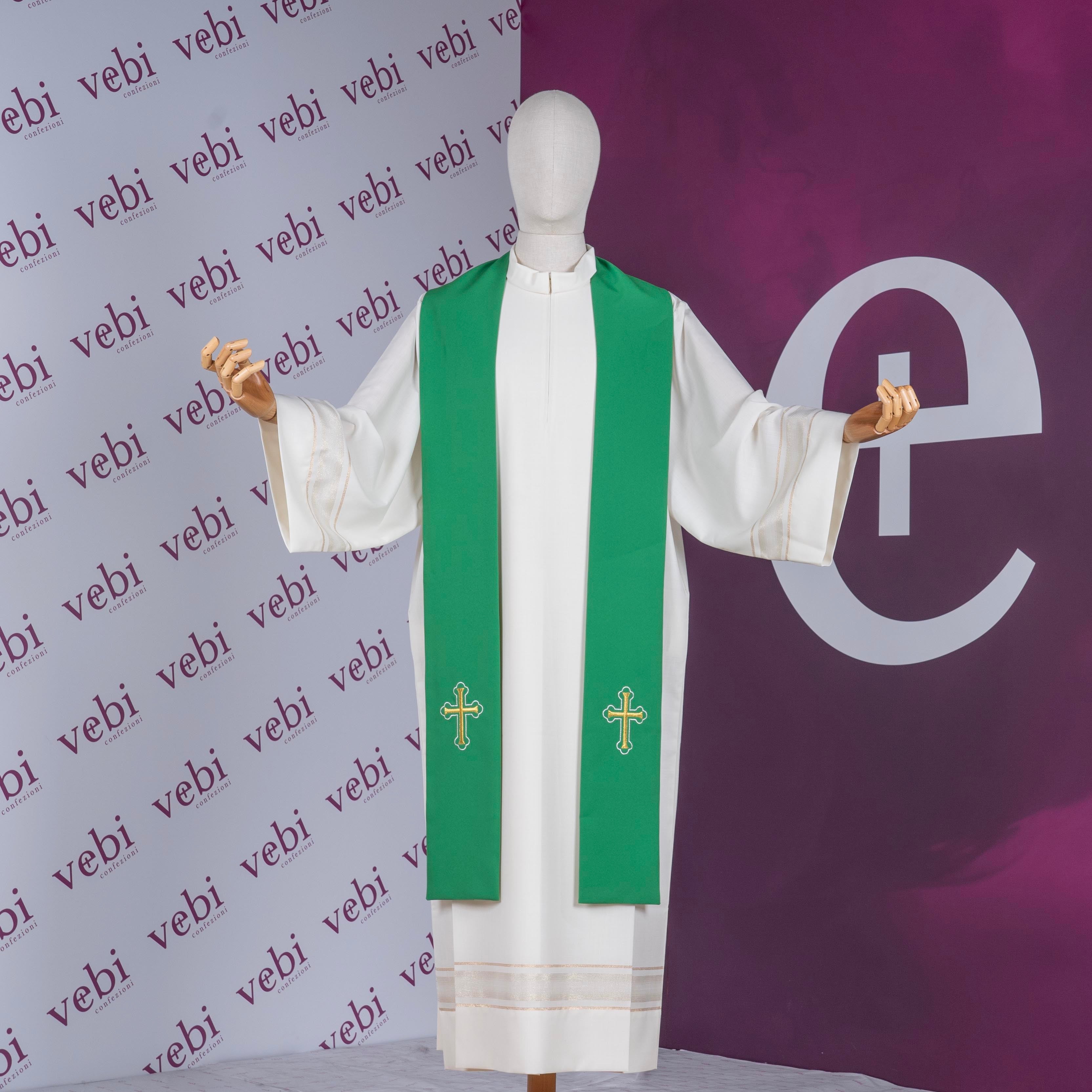 Stola Economica per Sacerdote Poliestere 100% Ricamo Croce Trilobata