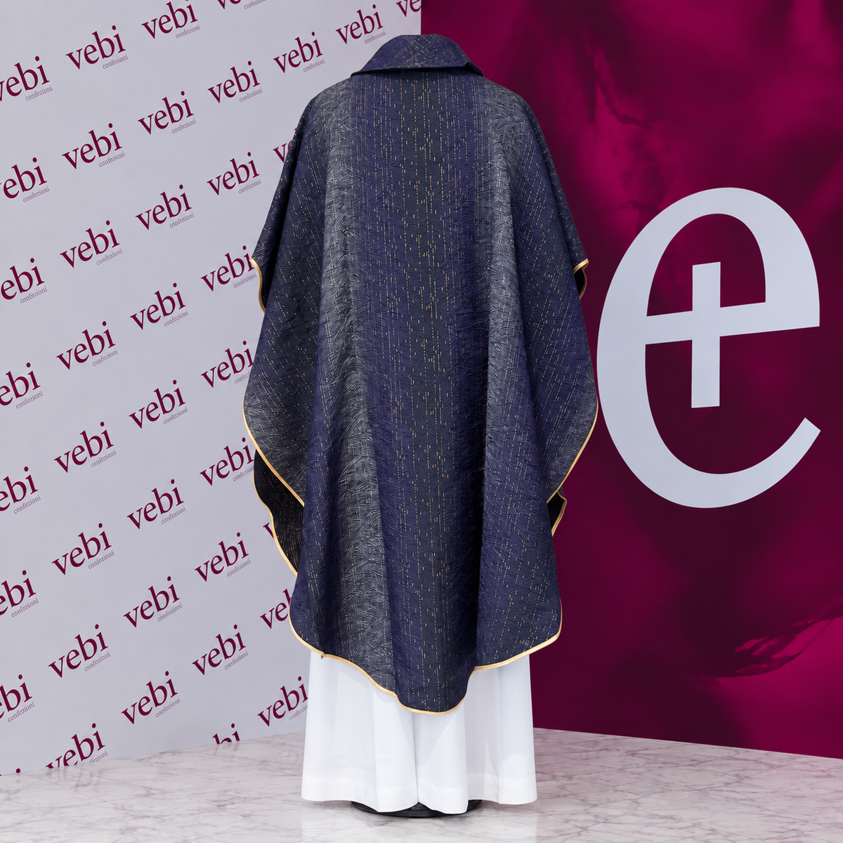 Casula viola scuro in seta e viscosa ULTIMA