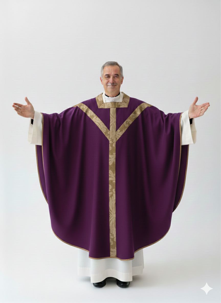 Casula  con motivo Y e collo quadro