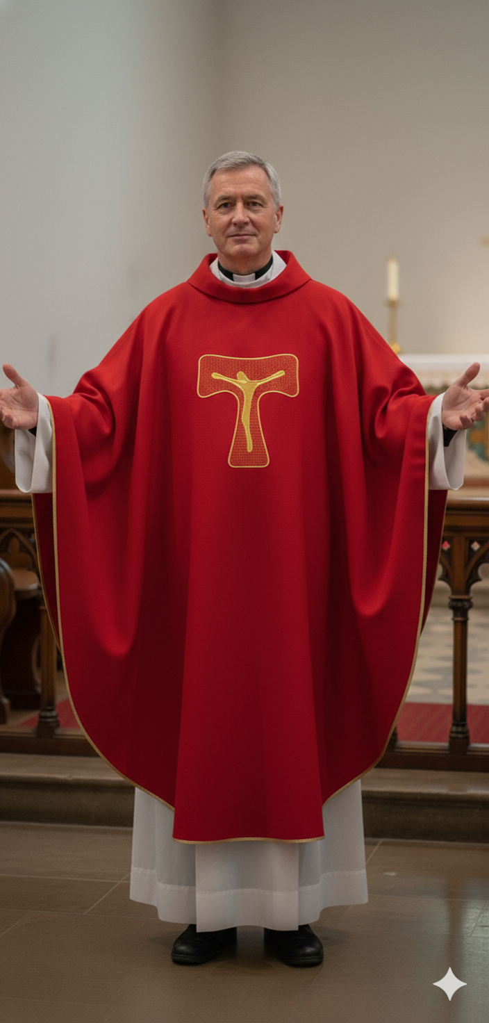 Casula Poliestere con Croce TAU (Colori Liturgici Disponibili)