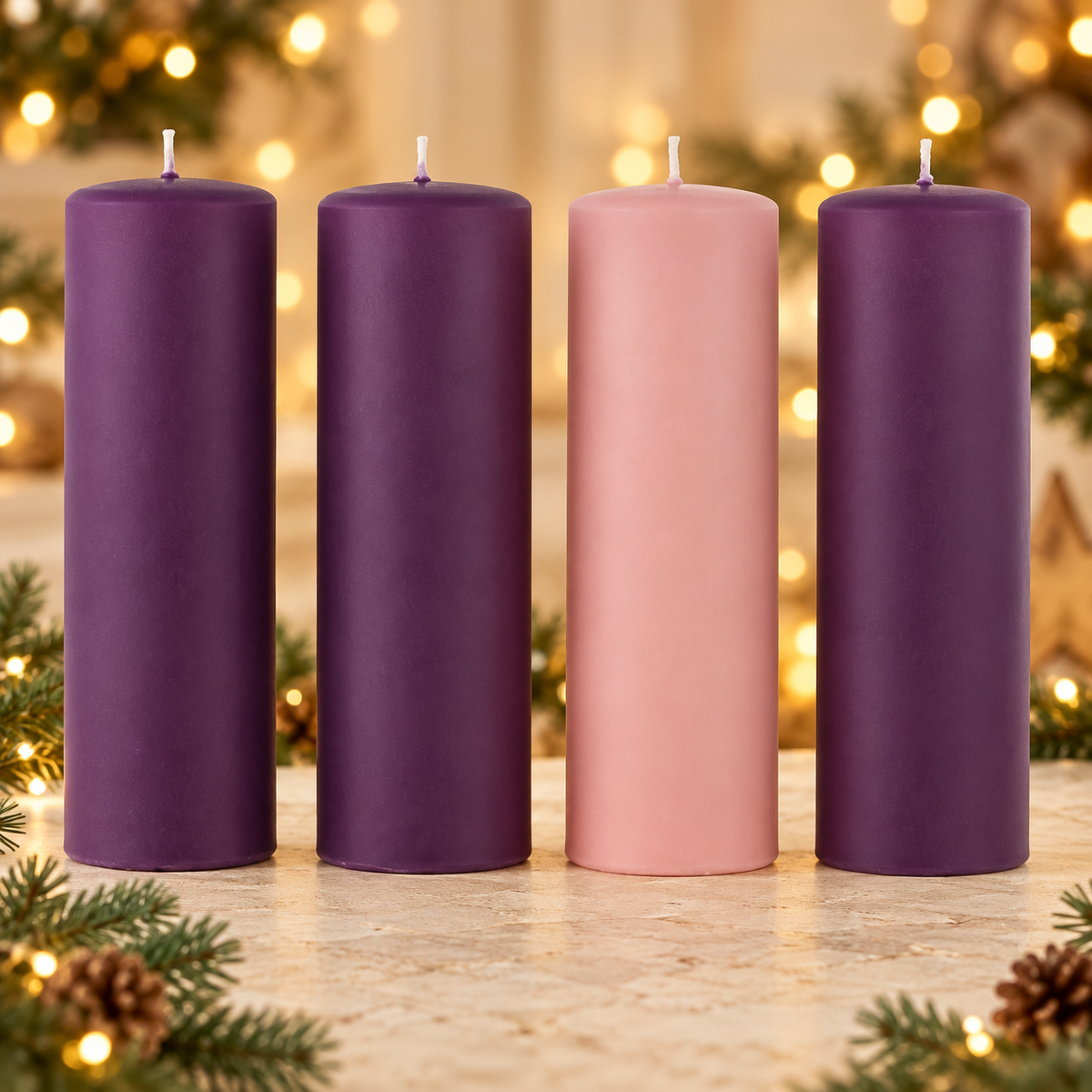 KIT Candele Avvento 4 Pezzi Opache 8X24 cm