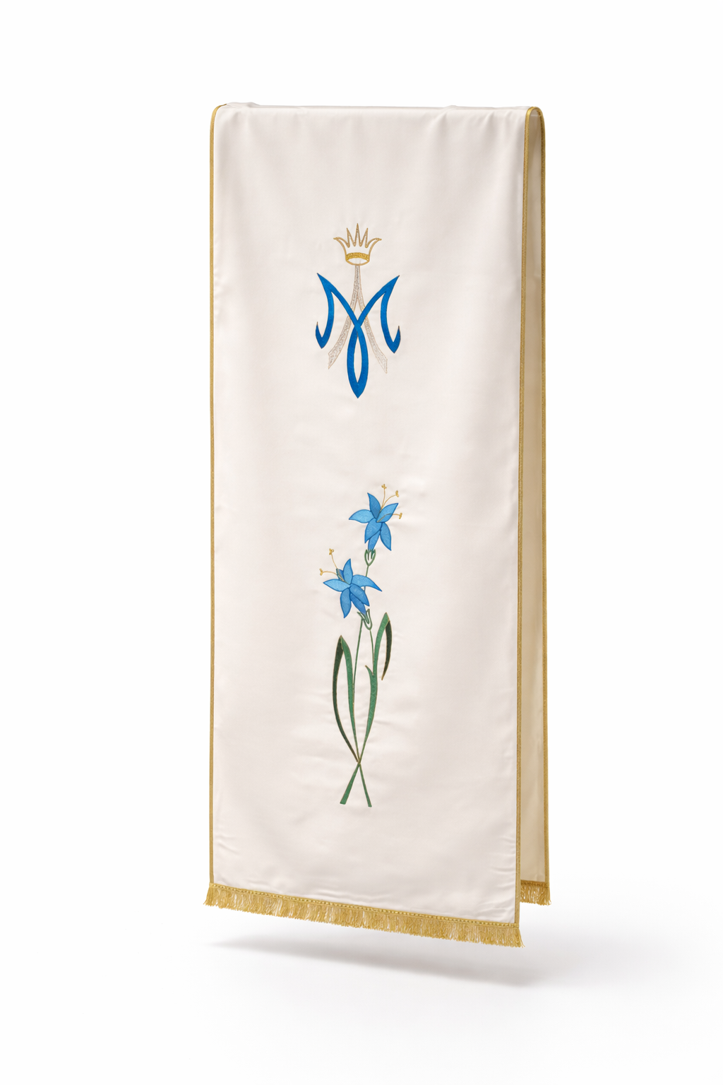 Coprileggio mariano con monogramma e gigli