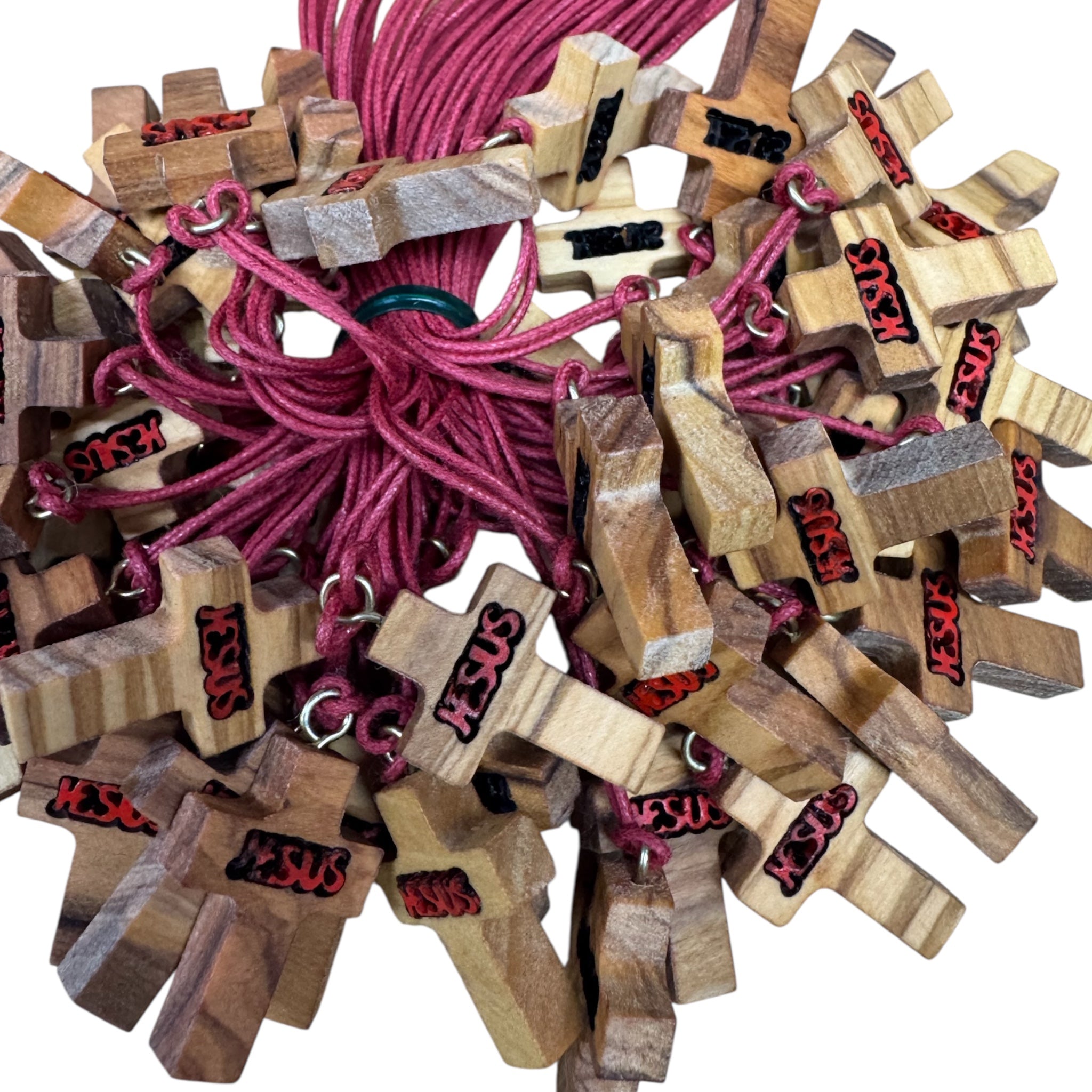 Croce in Ulivo JESUS rosso