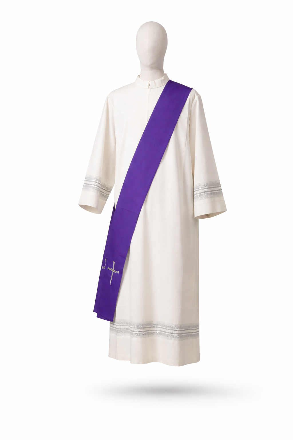 Dalmatica per Diacono Ricamo Croce Chiodo (Colori Liturgici Disponibili)