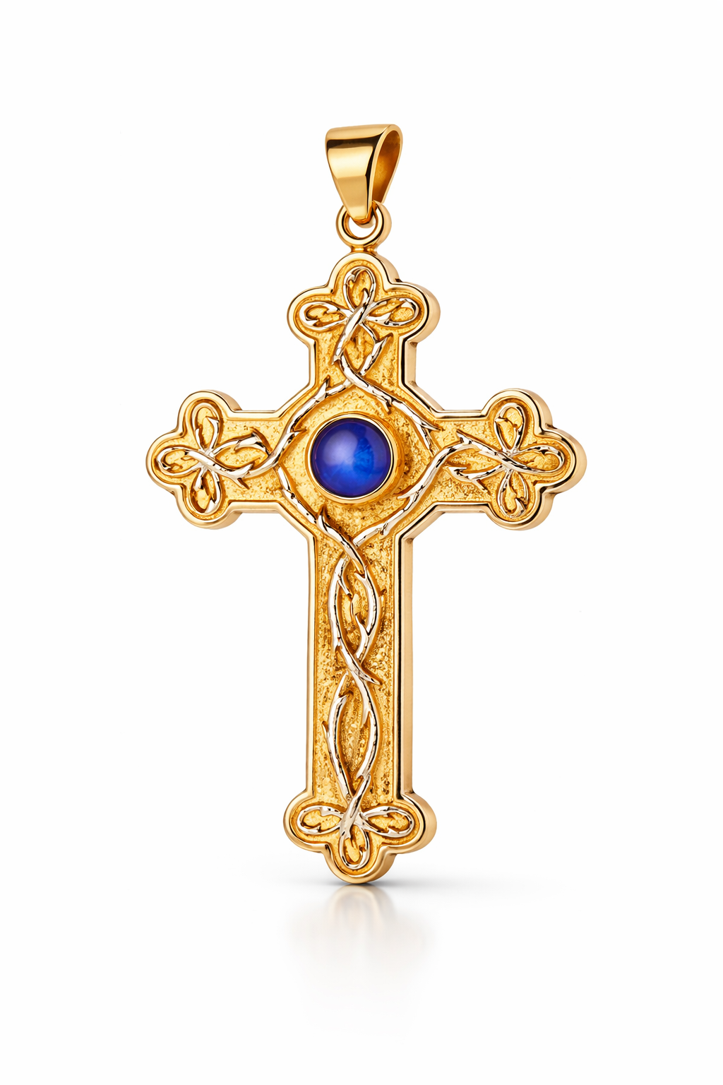 Croce pettorale 10x6 cm in metallo con Pietra dura al centro