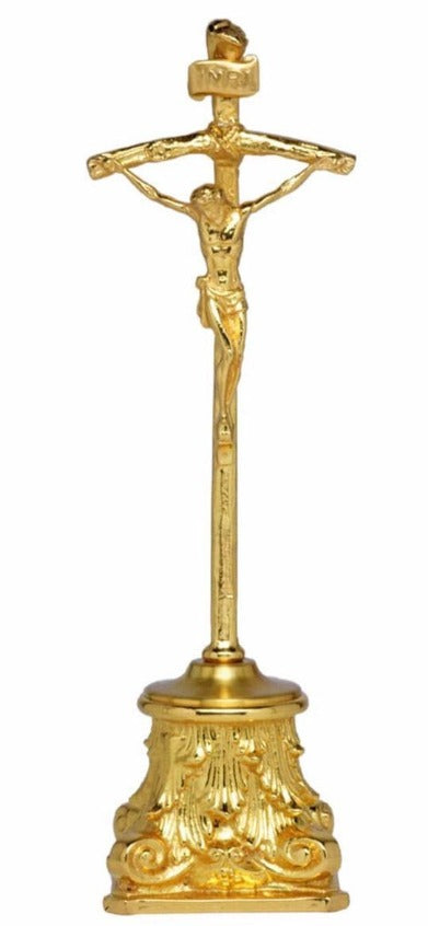 Croce da mensa in Metallo con base quadrata e Crocifisso Slim