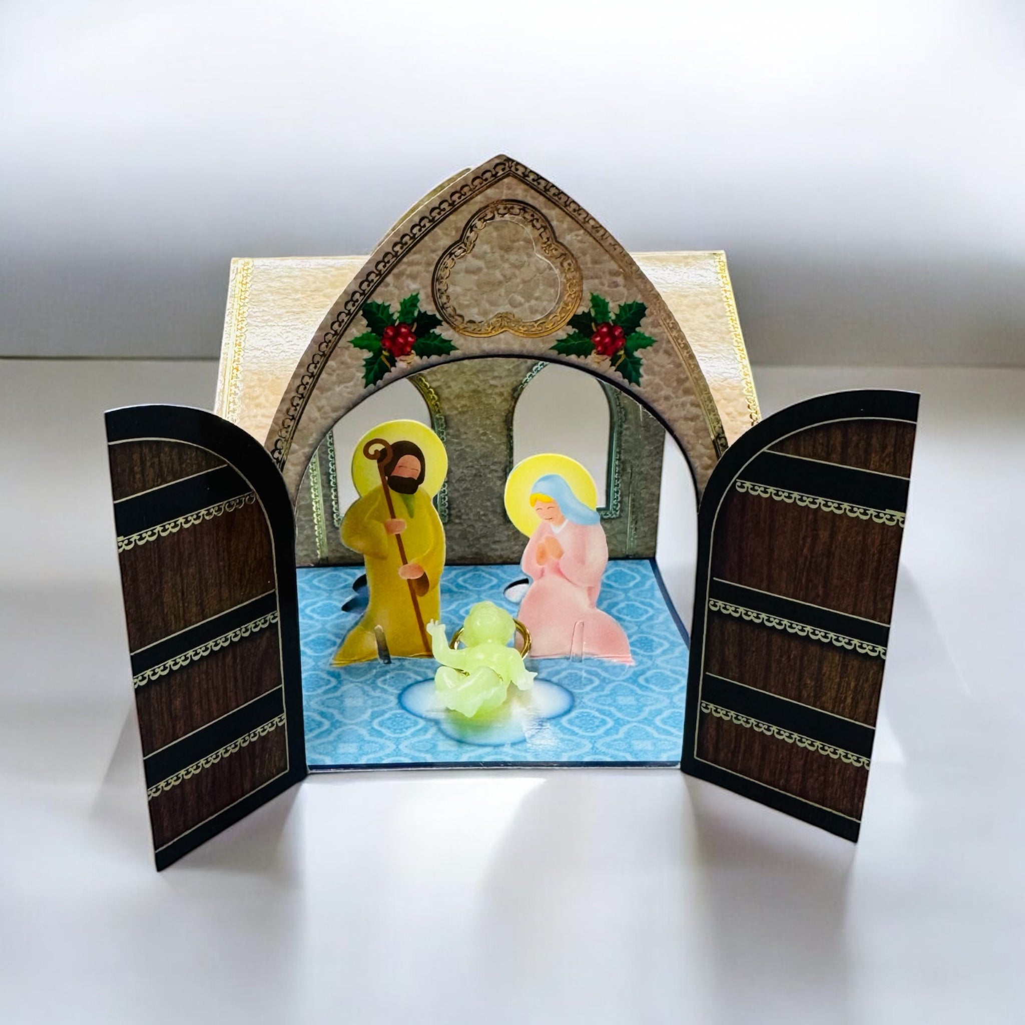 Presepe cartoncino 3D con Gesù Bambino fluorescente