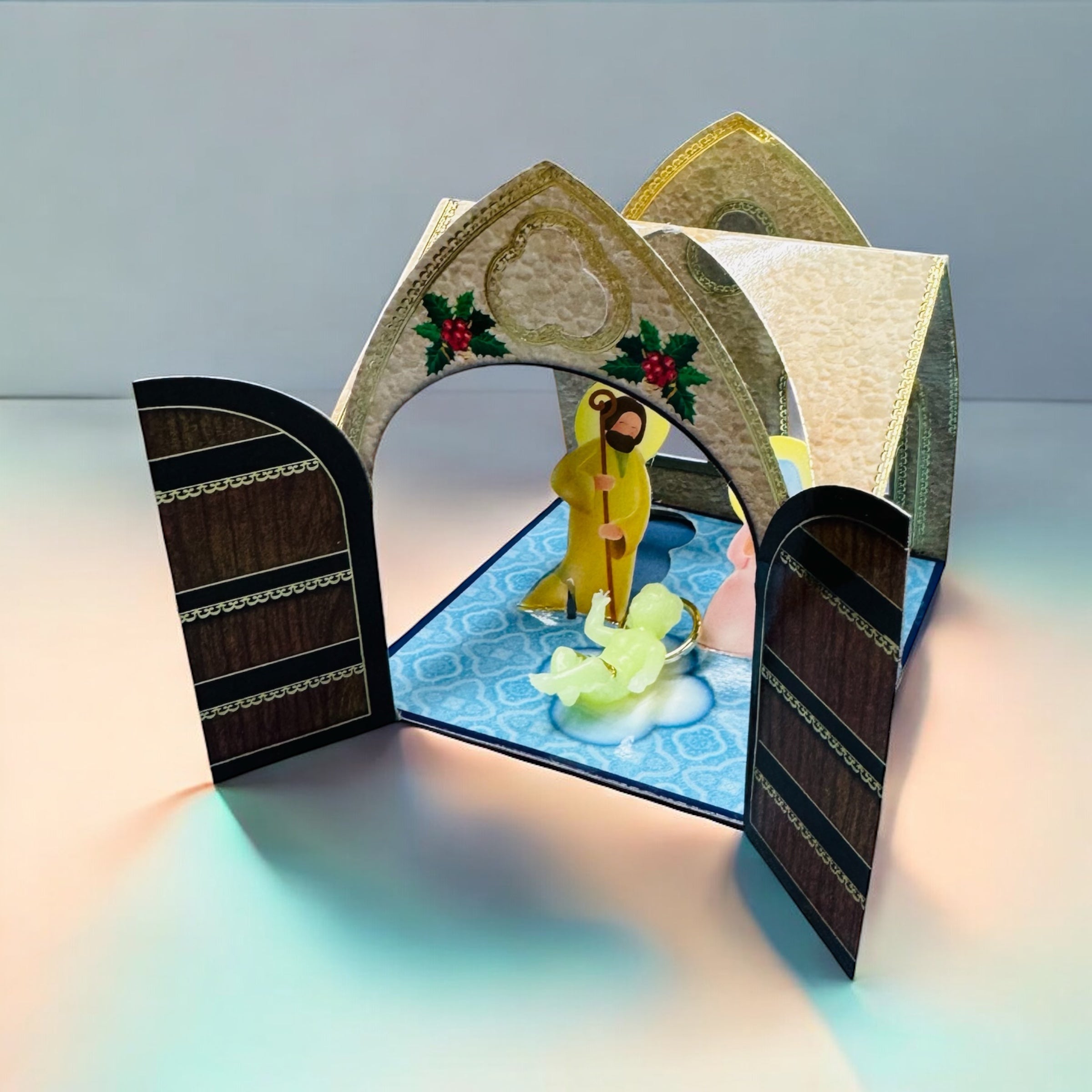 Presepe cartoncino 3D con Gesù Bambino fluorescente