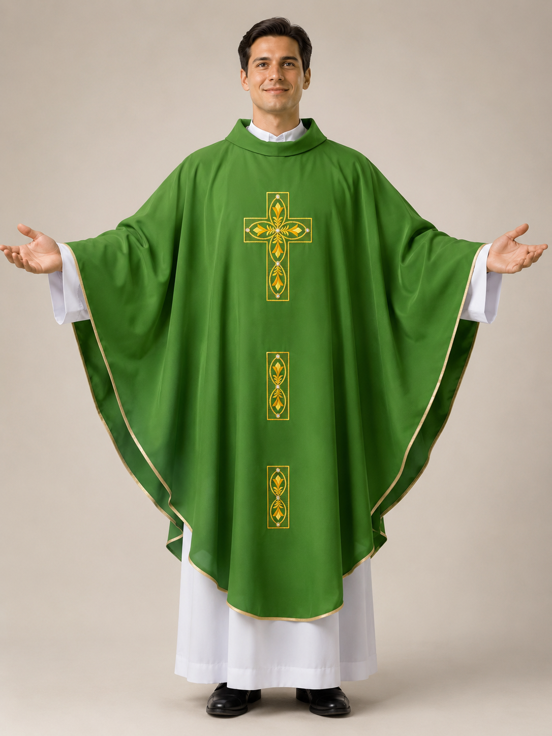 Casula con Ricamo Croce (Colori Liturgici e Morello Disponibili)