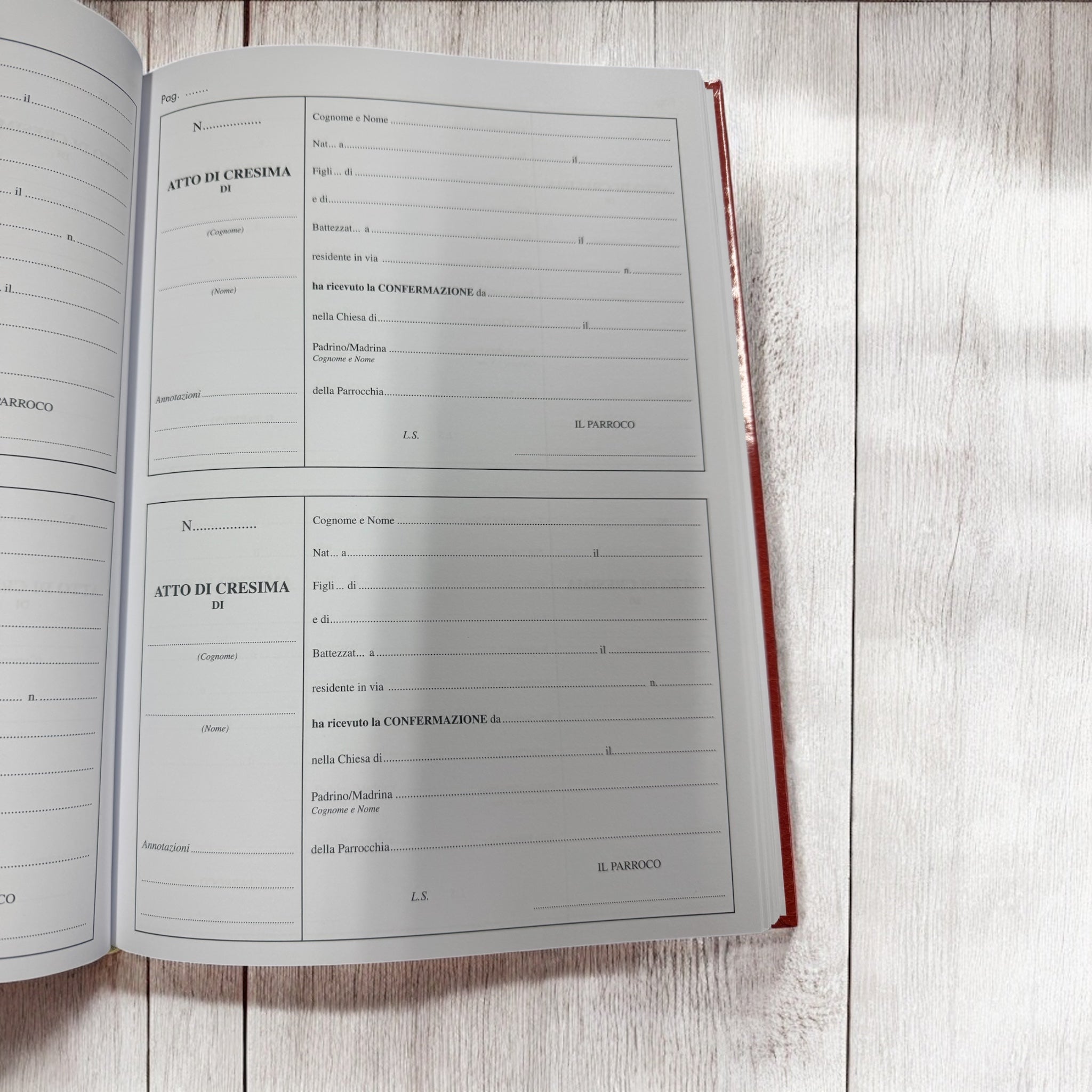Registro dei Confermati che hanno ricevuto al Cresima in copertina rigida