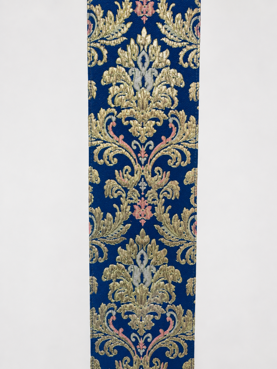 Casula mariana leggera con stolone blu ed oro damascato