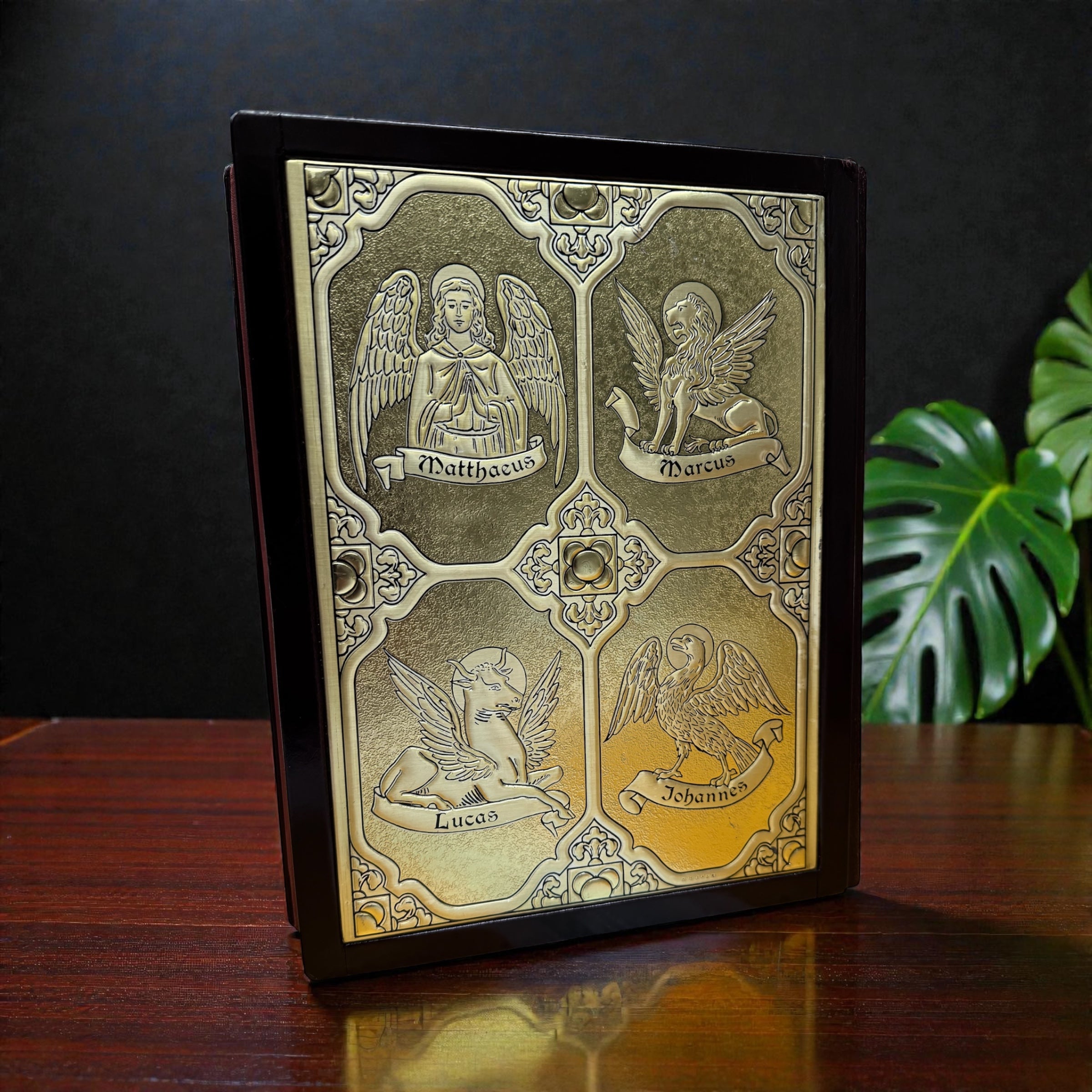 Copertina in cuoio con placche in argento