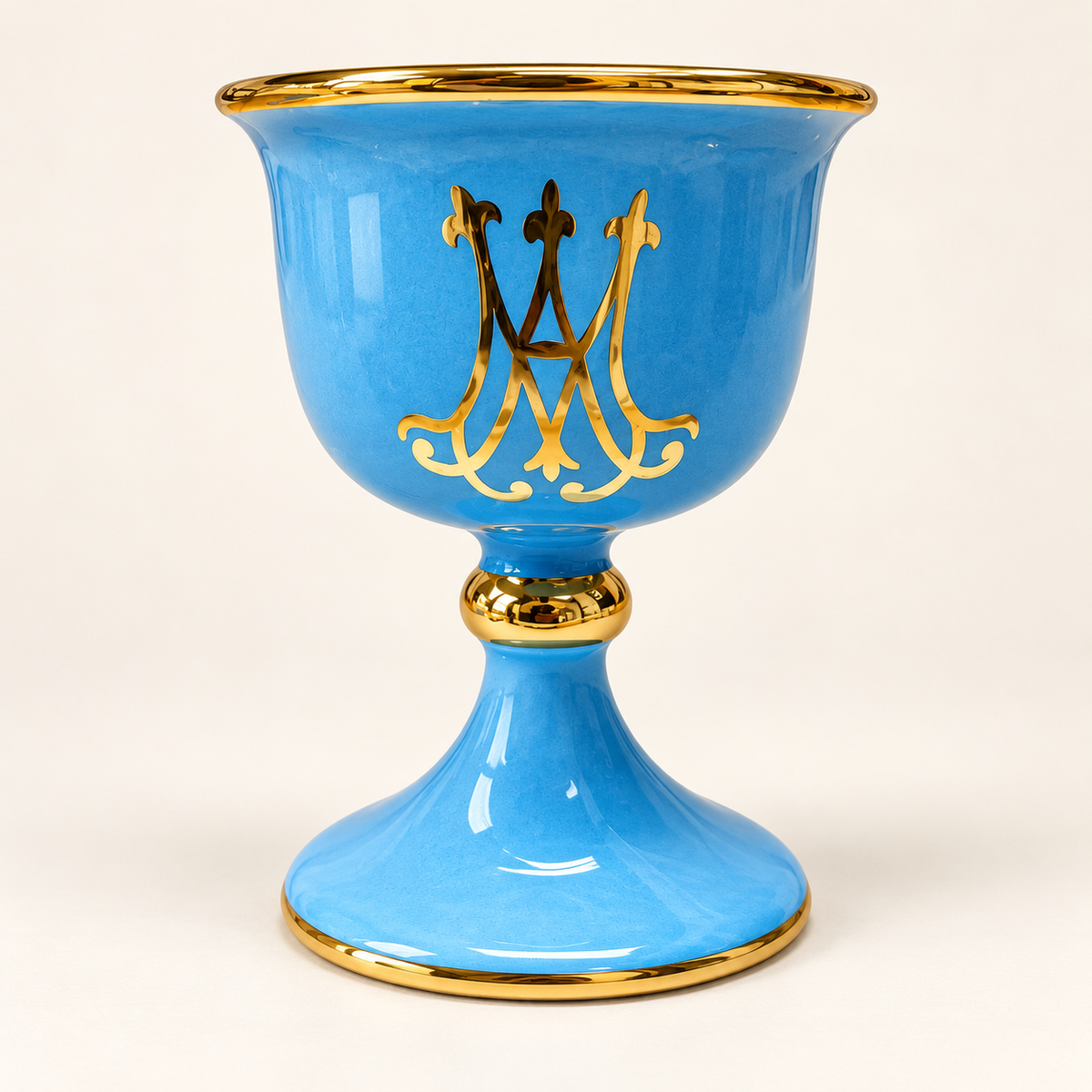 Calice Mariano in Ceramica Interno Oro
