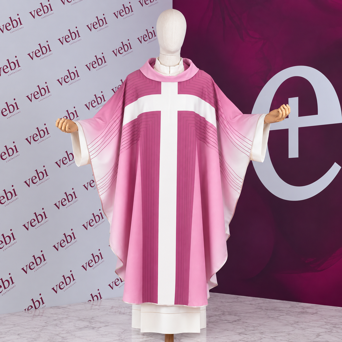 Casula Super Leggera con Stampa Croce a Raggi (Colori Liturgici e Rosa Disponibili)