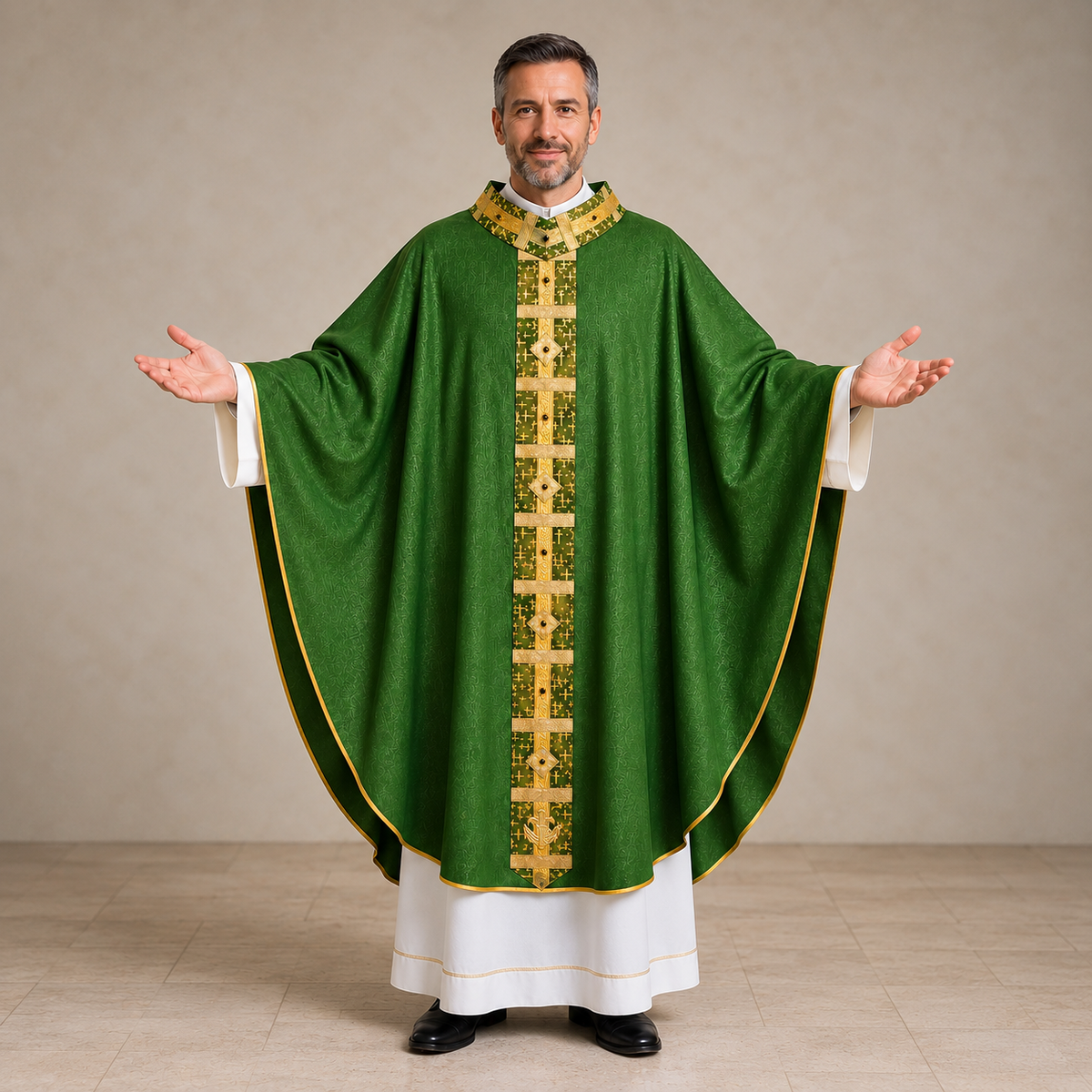 Casula Liturgica con Stolone Ricamato – Disponibile in Tutti i Colori Liturgici