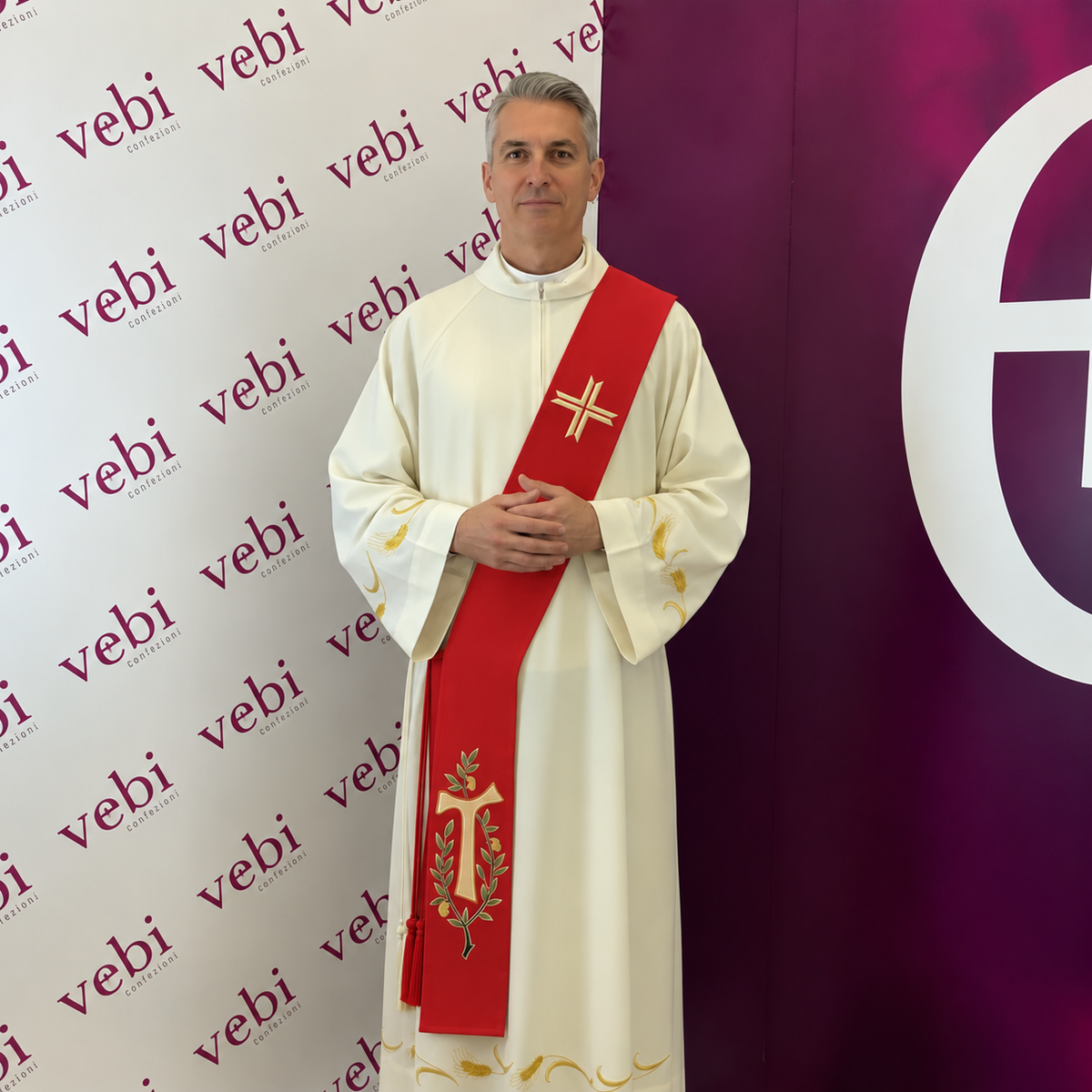 Stola Diaconale Ricamo Ulivo e Tau (Colori Liturgici Disponibili)