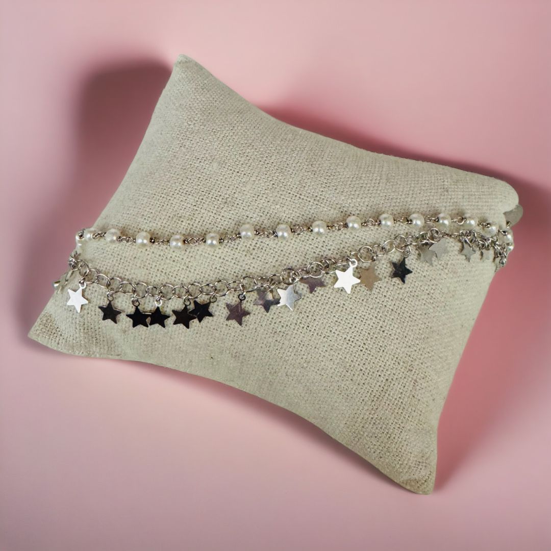 Bracciale in Argento con Stelline e Perline