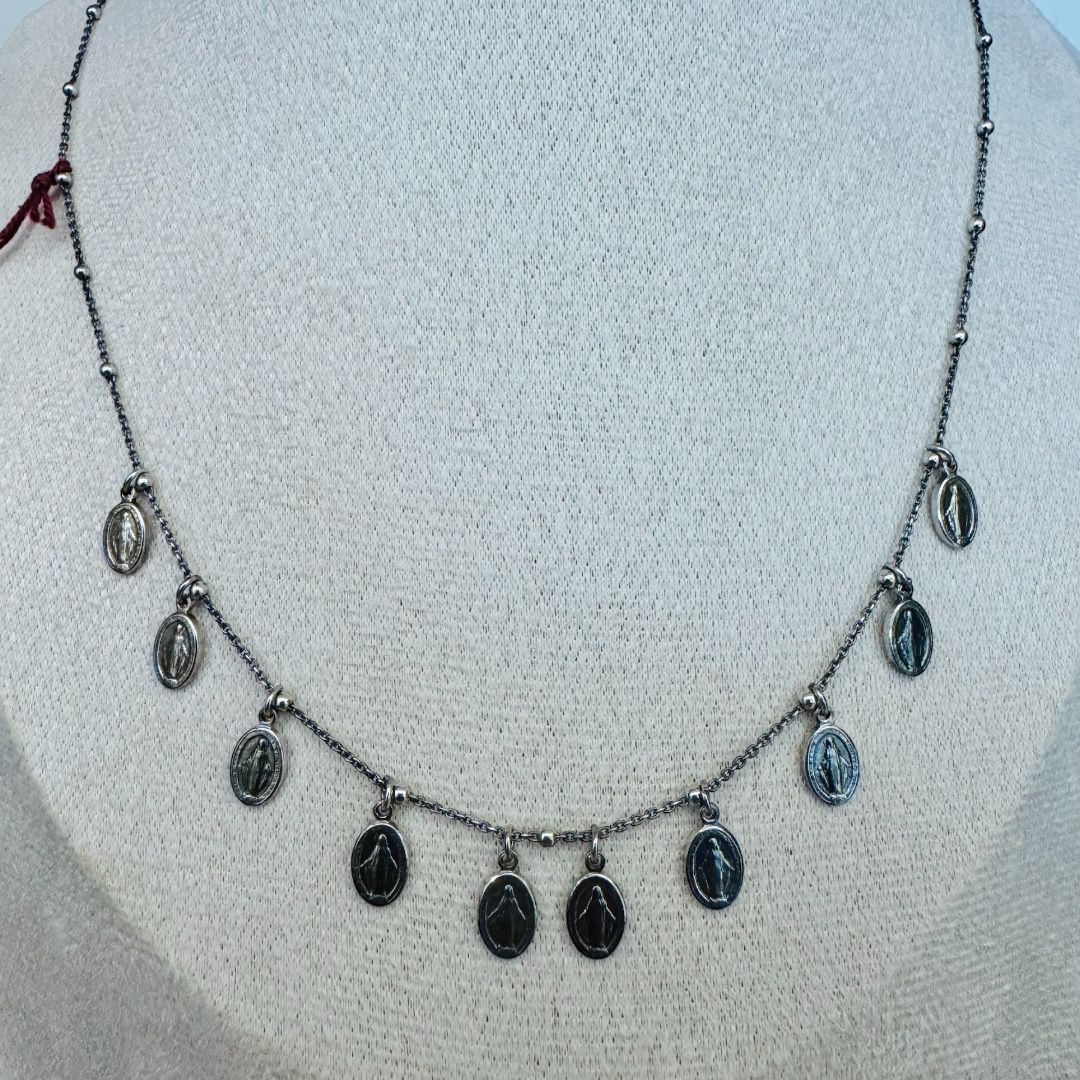 Collana in Argento con 10 Medaglie Miracolosa