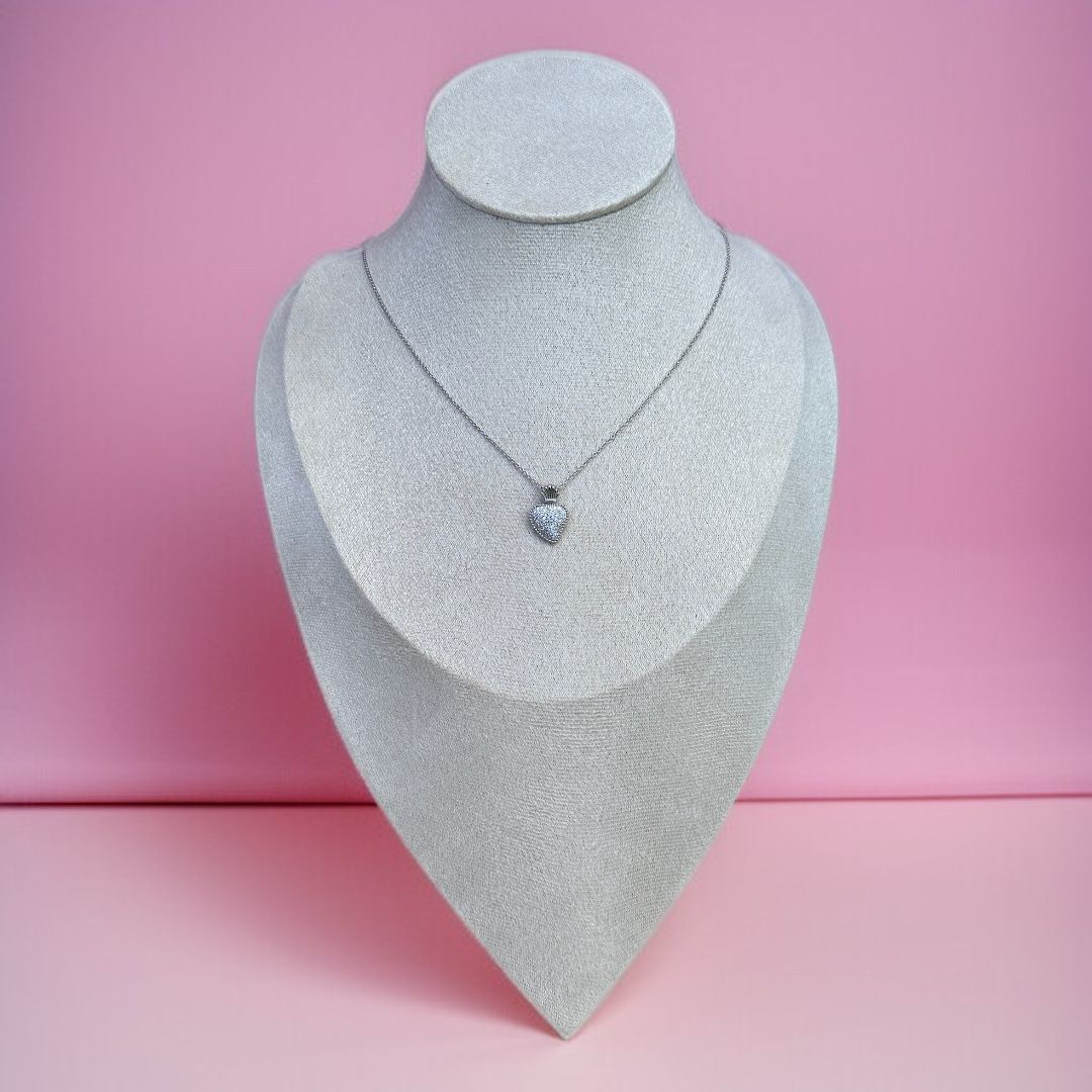 Collana in Argento 925 con Sacro Cuore Zirconi Bianchi