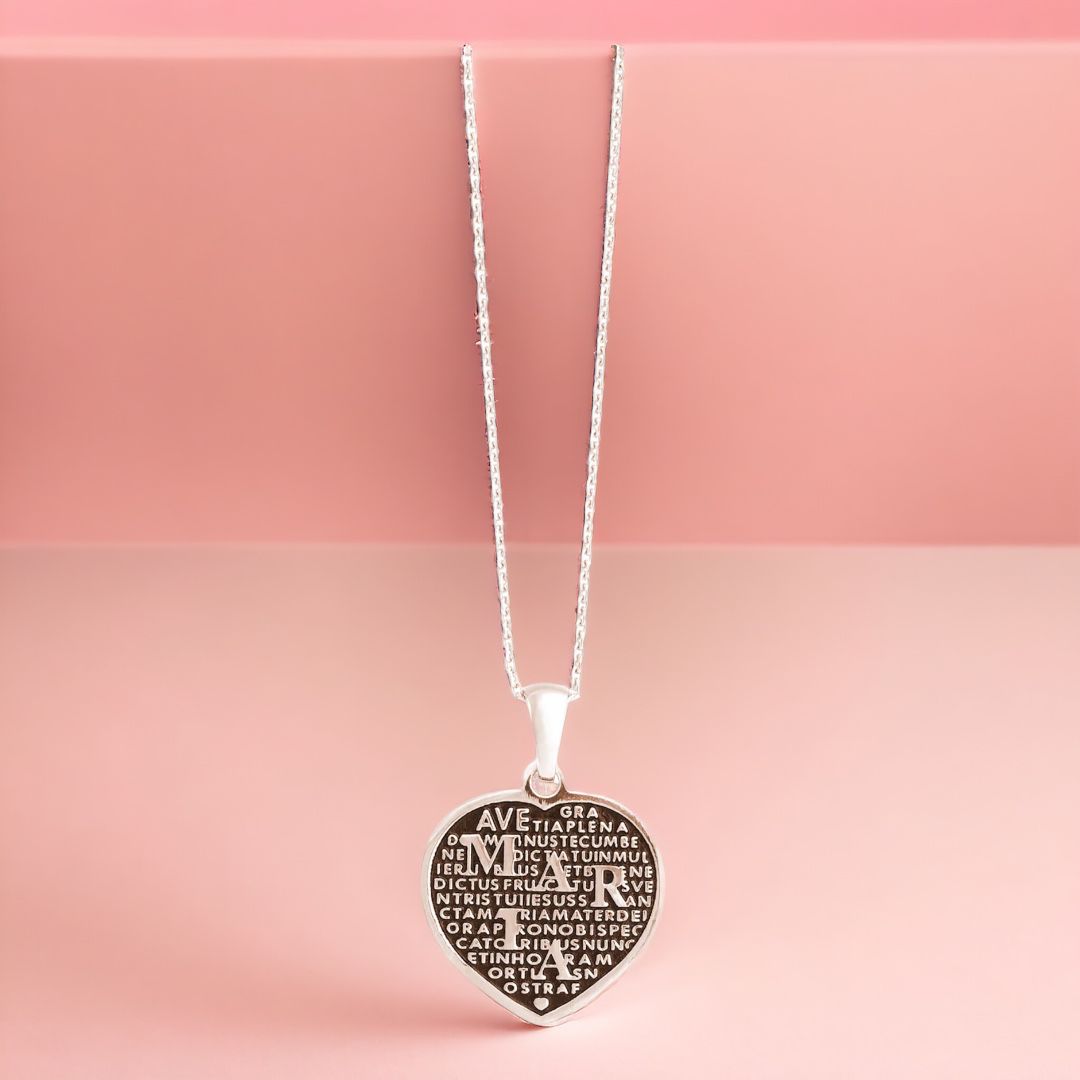 Catenina in Argento con Cuore e Preghiera