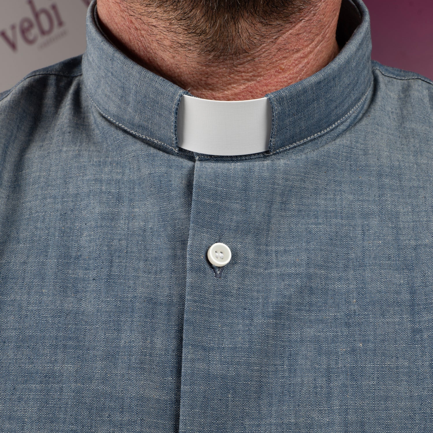 Camicia Sacerdotale in Denim Chiaro e Scuro (scegliere variante) Manica Lunga