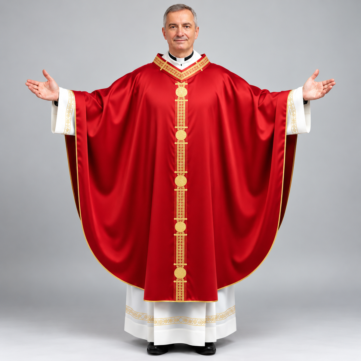 Casula in Seta con Stolone e Cerchi in Filigrana (Colori Liturgici Disponibili)