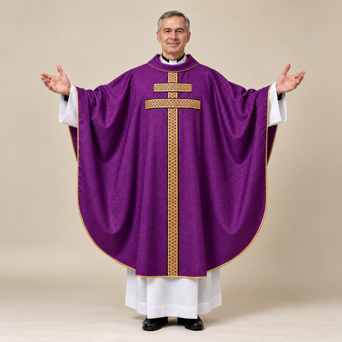 Casula Pura Lana con Stolone Tema (Colori Liturgici Disponibili)