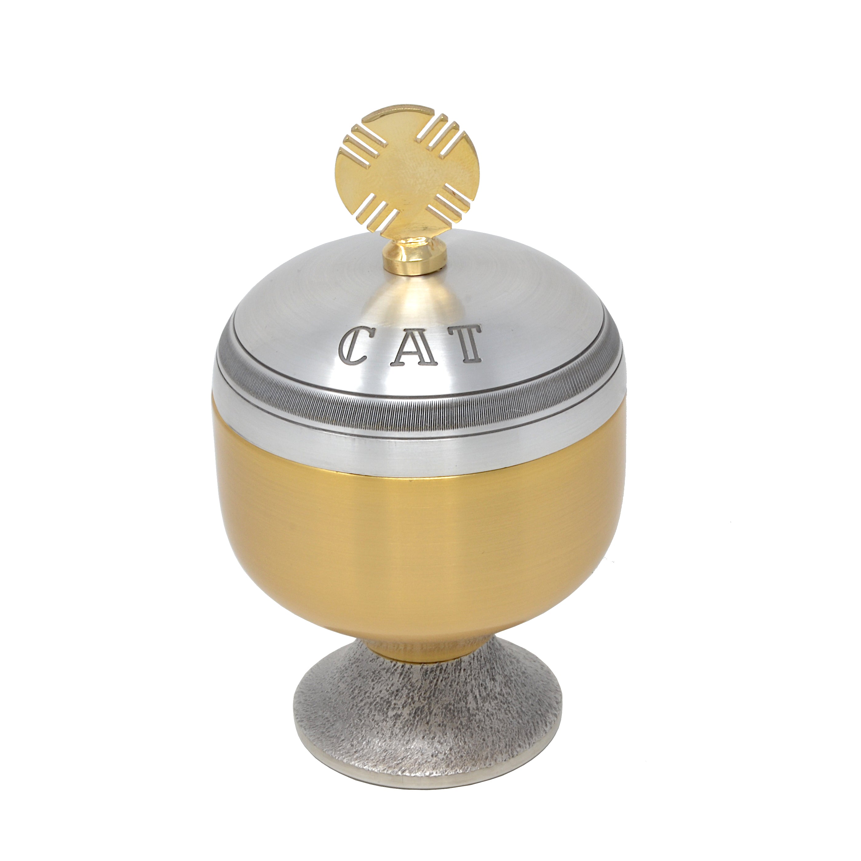 Vasetto con Oli Santi Catecumeni Con Simbolo Dorato