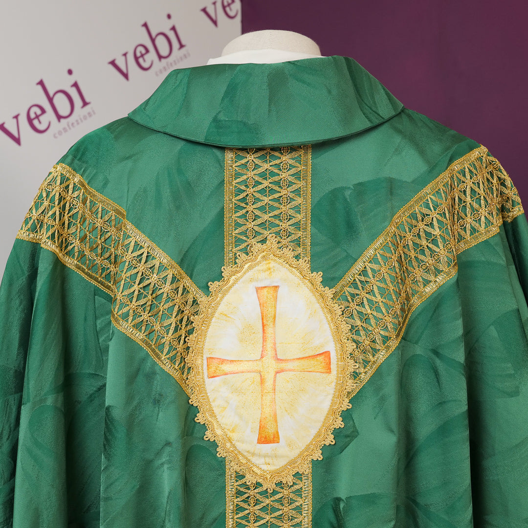 Casula in Damasco S.Patrick Dipinto a Mano (Colori Liturgici Disponibili)