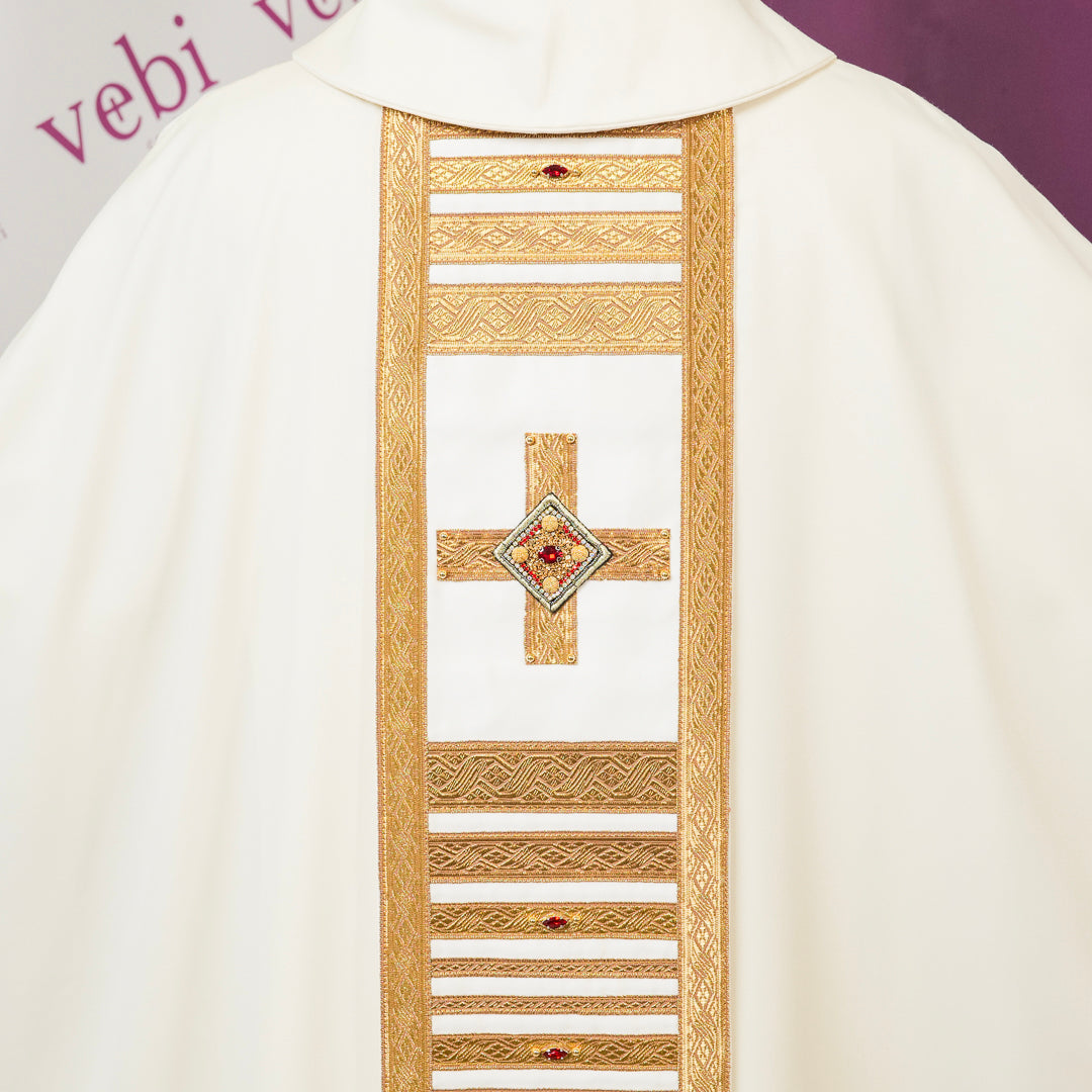 Casula Avorio Lana Dipinta a Mano Gesù Buon Pastore (Colori Liturgici Disponibili)