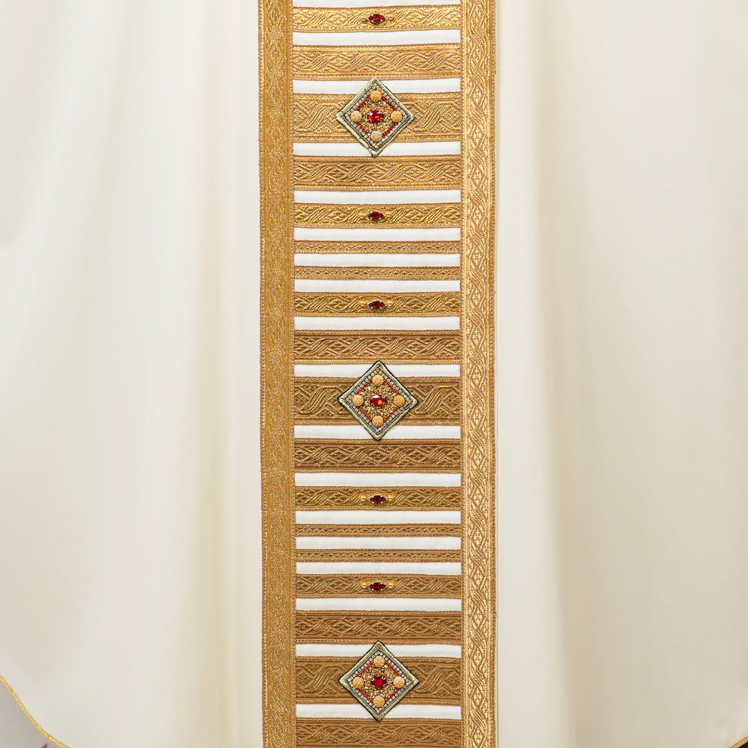 Casula Avorio Lana Dipinta a Mano Gesù Buon Pastore (Colori Liturgici Disponibili)