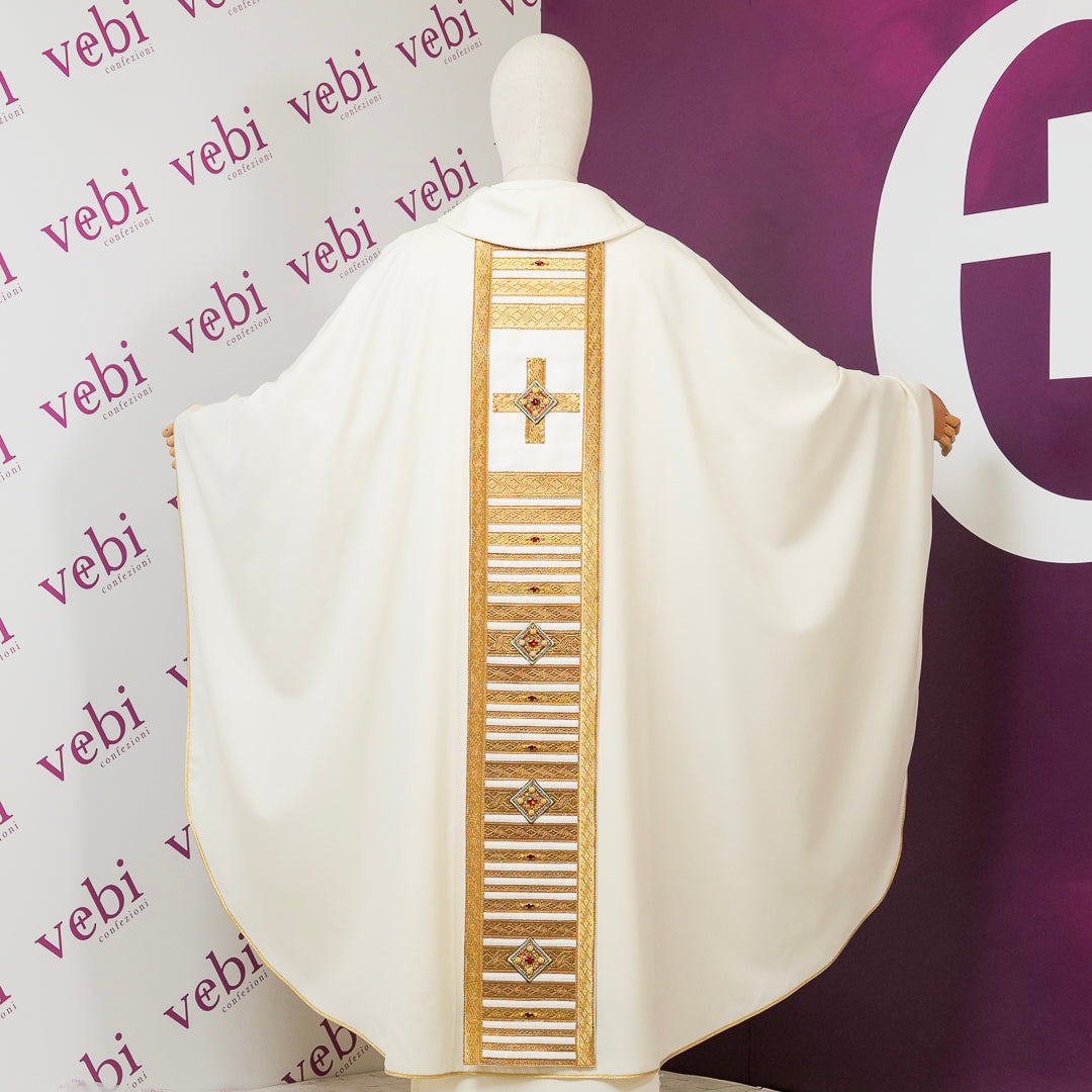 Casula Avorio Lana Dipinta a Mano Gesù Buon Pastore (Colori Liturgici Disponibili)