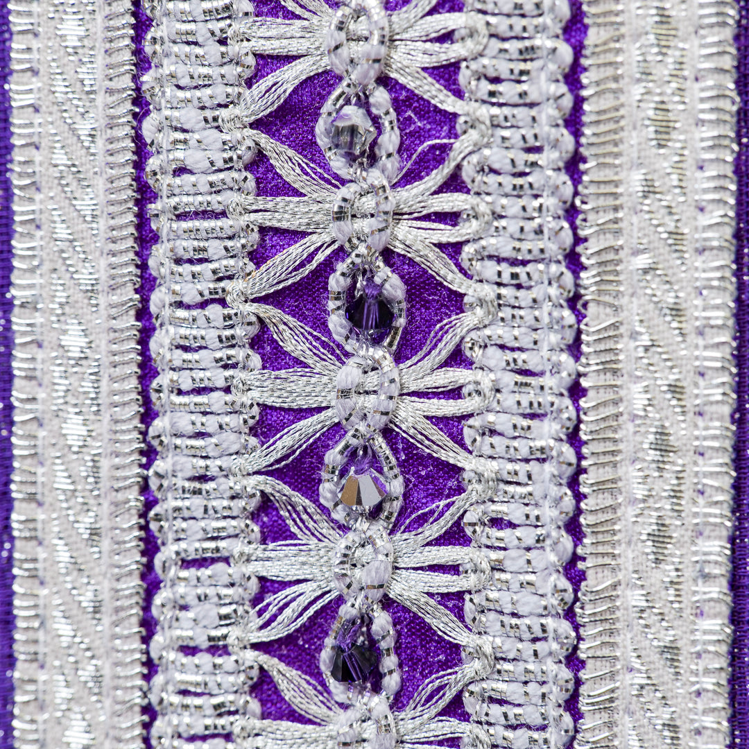 Casula Viola Lana Seta e Lurex Croce TAU (Colori Liturgici Disponibili)