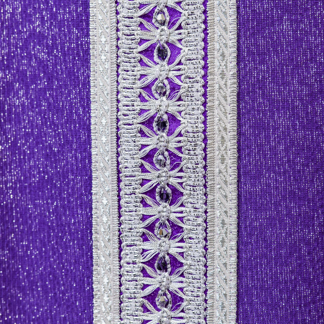 Casula Viola Lana Seta e Lurex Croce TAU (Colori Liturgici Disponibili)