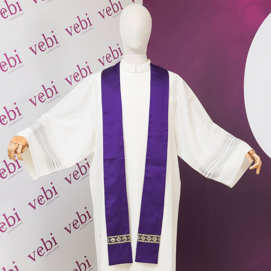 Casula in Shantung di Pura Seta con Croce Oro (Colori Liturgici, Rosa e Celeste Disponibili)
