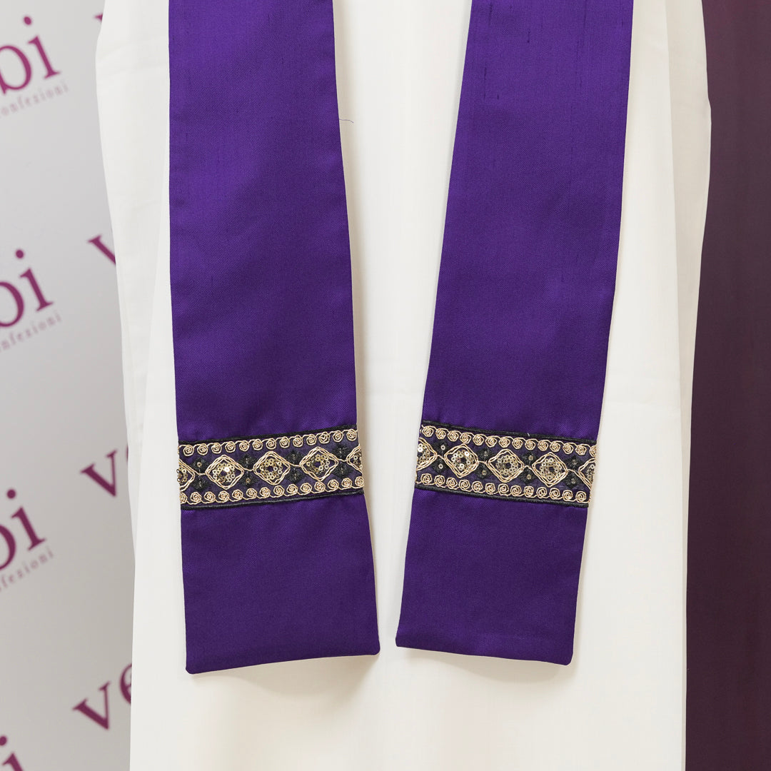 Casula in Shantung di Pura Seta con Croce Oro (Colori Liturgici, Rosa e Celeste Disponibili)