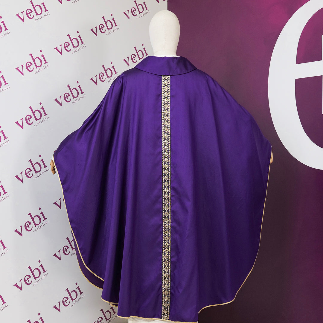 Casula in Shantung di Pura Seta con Croce Oro (Colori Liturgici, Rosa e Celeste Disponibili)