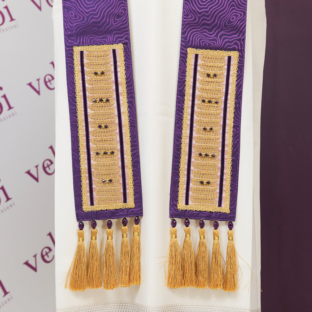 Casula Pura Seta Croce TAU (Colori Liturgici Disponibili)