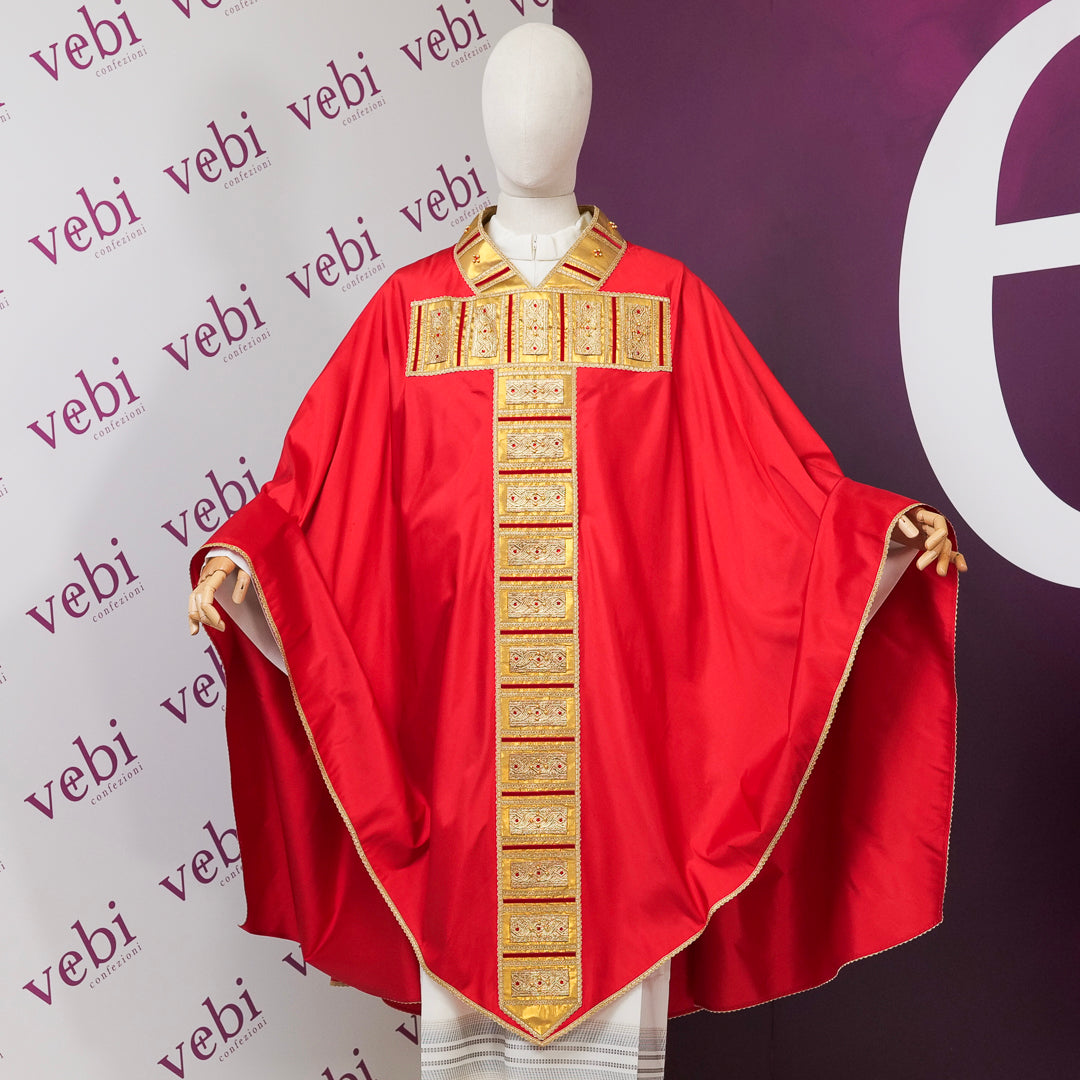 Casula Medioevale Croce TAU in Shantung di Seta (Colori Disponibili)